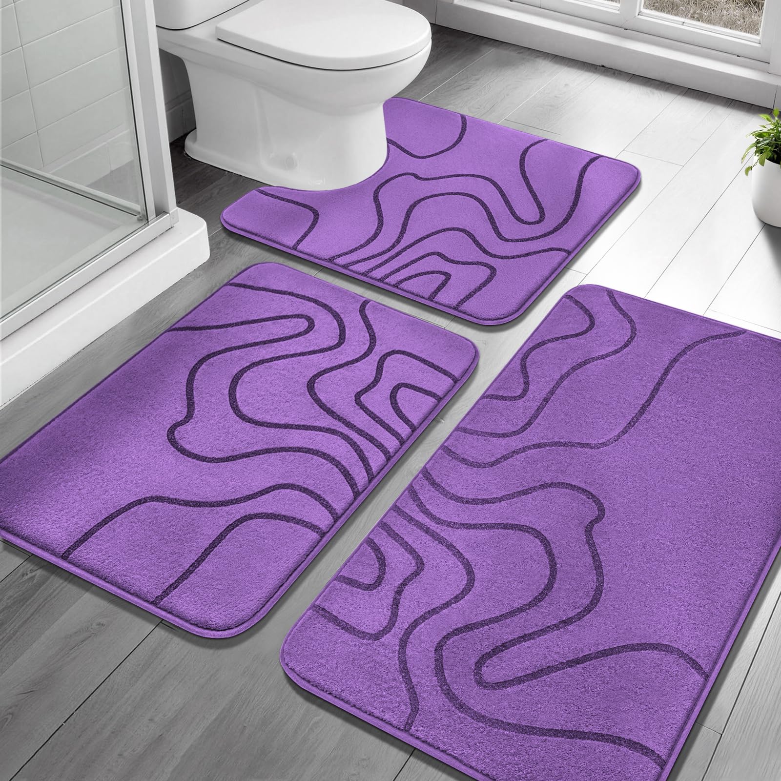 YIHOUSE Memory Foam Bathroom Rugs Sets 2 Piece - Extra Thick Ultra Soft Absorbent Bath Mat Set, Non-Slip Machine Washable Bath Rugs for Bathroom, Tub & Shower, Home Decor (32"x20"+24"x17", Dark Grey)
