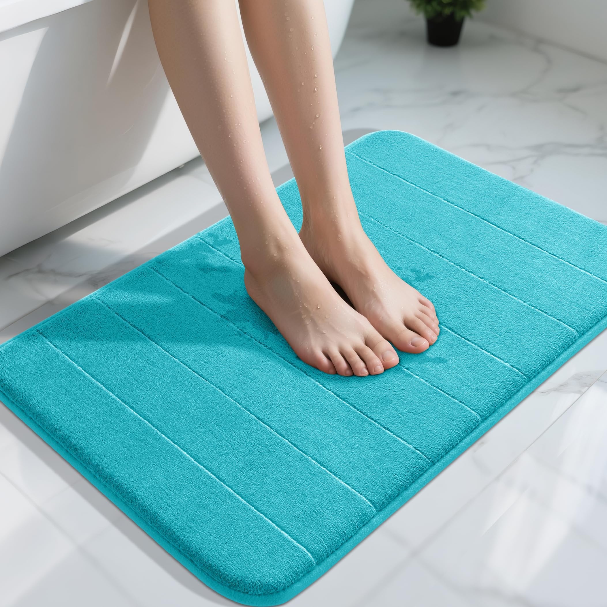 Yimobra Memory Foam Toilet Bath Mat U-Shaped, Commode Contour Rug, Soft and Comfortable, Super Water Absorption, Non-Slip, Thick, Machine Wash and Easier to Dry for Bathroom, 24 X 20 Inches, Grey