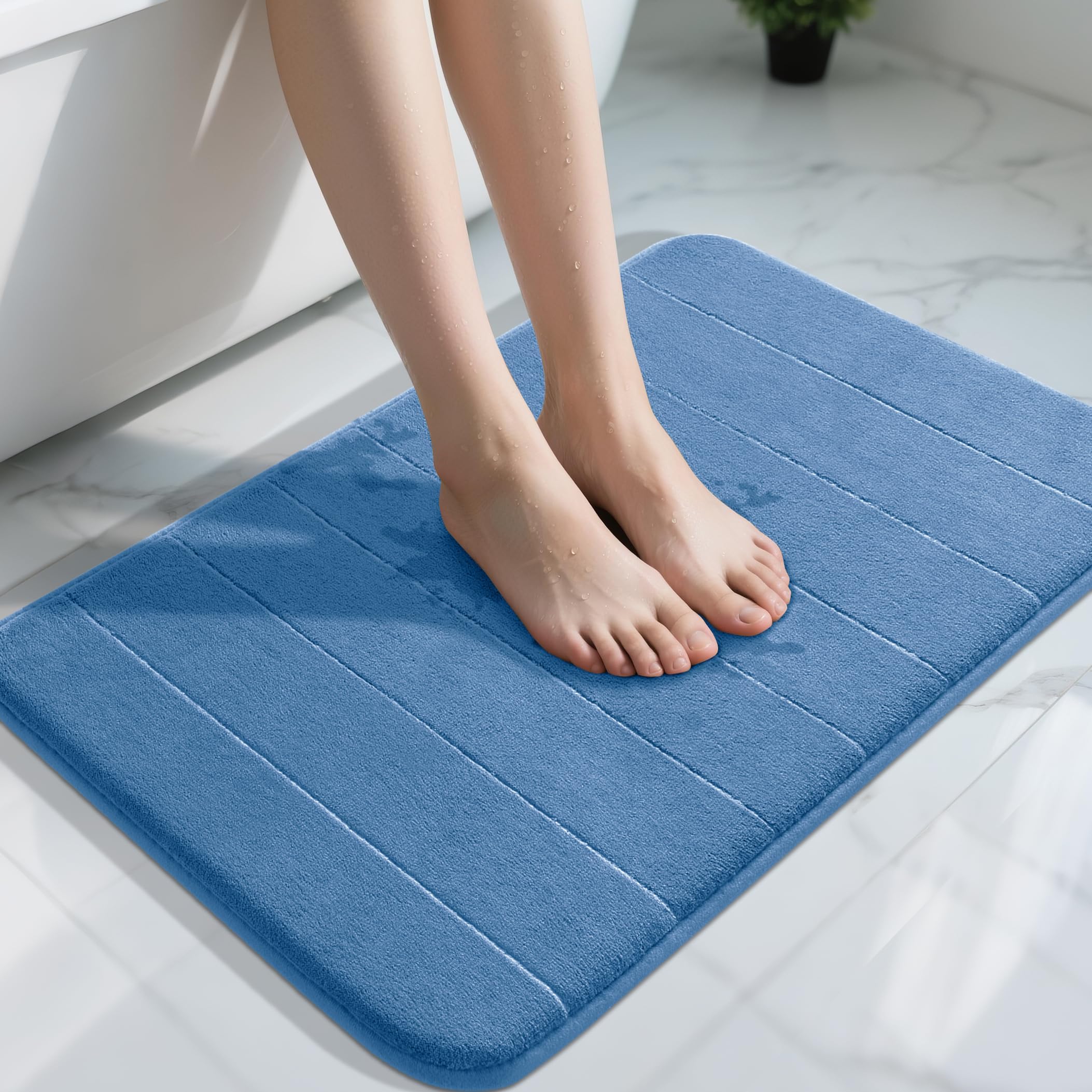 Yimobra Memory Foam Toilet Bath Mat U-Shaped, Soft and Comfortable, Super Water Absorption, Non-Slip, Thick, Machine Wash and Easier to Dry for Bathroom Commode Contour Rug, 24 X 20 Inches, Black