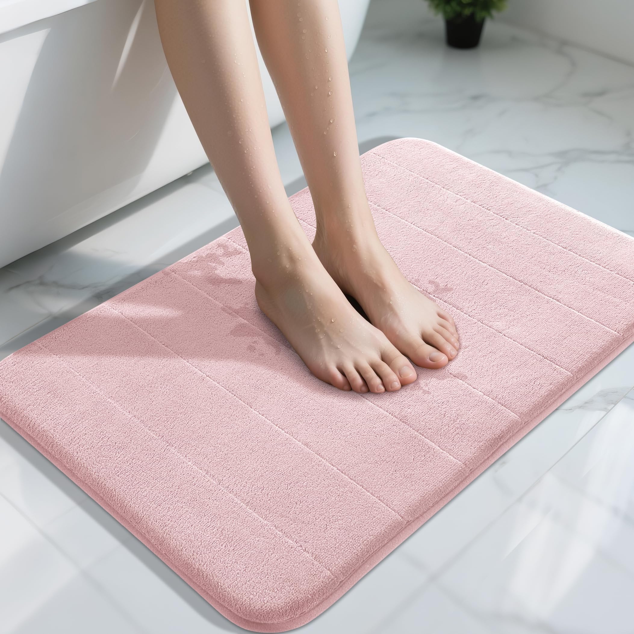 Yimobra Memory Foam Toilet Bath Mat U-Shaped, Commode Contour Rug, Soft and Comfortable, Super Water Absorption, Non-Slip, Thick, Machine Wash and Easier to Dry for Bathroom, 24 X 20 Inches, Grey