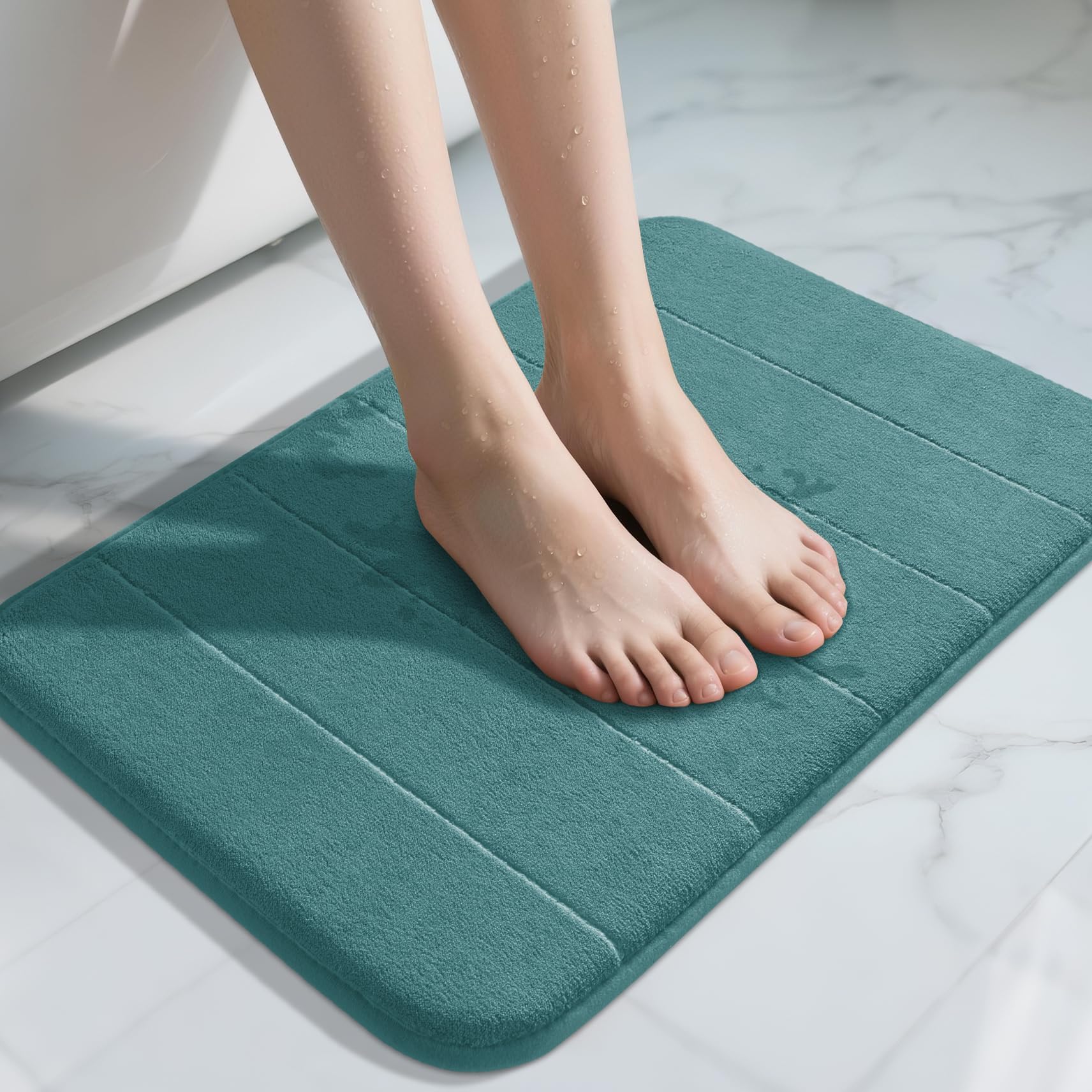 Yimobra Memory Foam Toilet Bath Mat U-Shaped, Commode Contour Rug, Soft and Comfortable, Super Water Absorption, Non-Slip, Thick, Machine Wash and Easier to Dry for Bathroom, 24 X 20 Inches, Grey