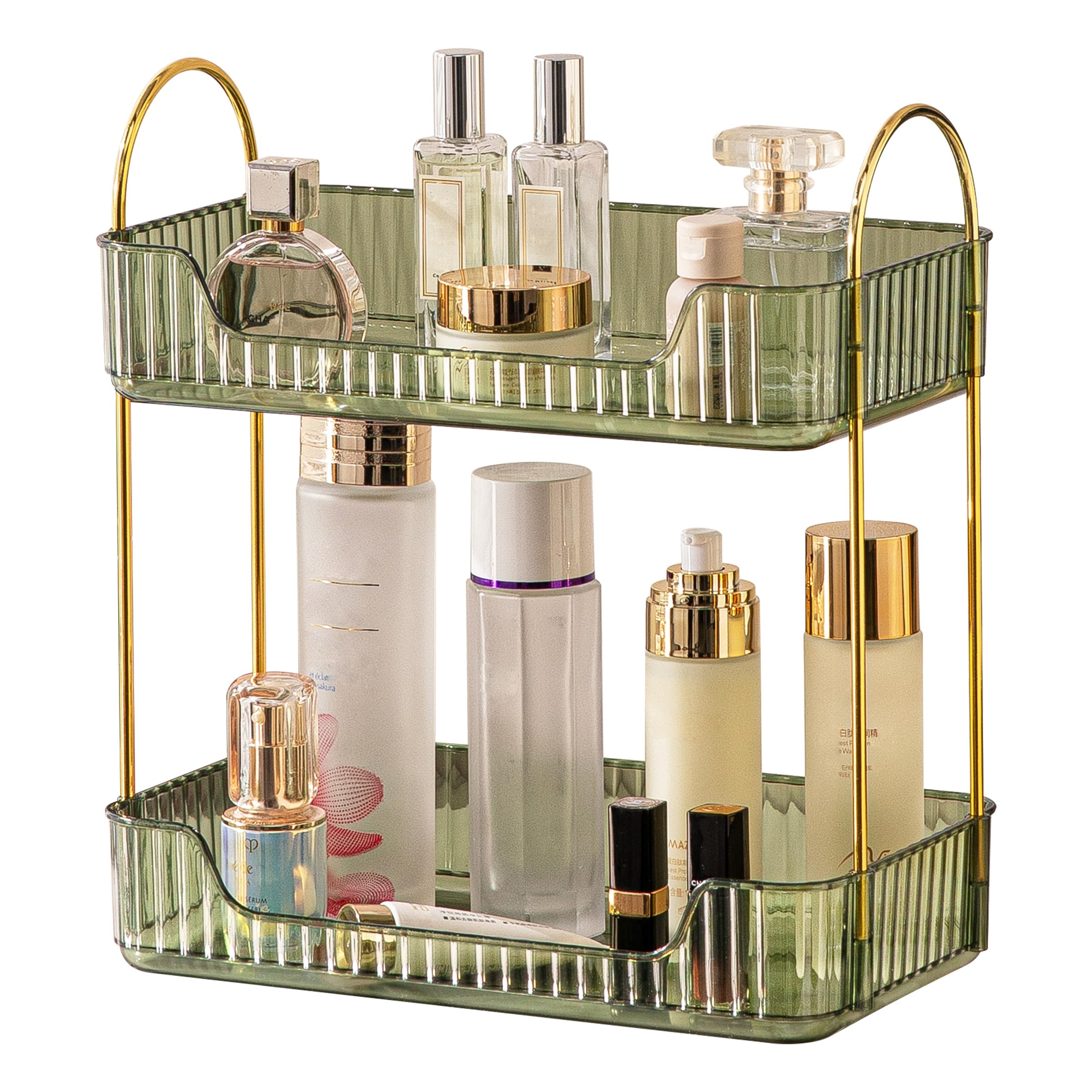 Akinbas 3 Tier Bathroom Organizer Countertop Makeup Perfume Tray Skincare Organizer for Bathroom Dresser Vanity (Grey)