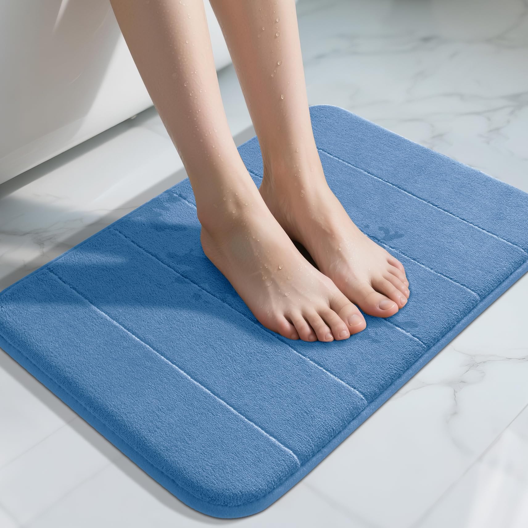 Yimobra Memory Foam Toilet Bath Mat U-Shaped, Commode Contour Rug, Soft and Comfortable, Super Water Absorption, Non-Slip, Thick, Machine Wash and Easier to Dry for Bathroom, 24 X 20 Inches, Grey