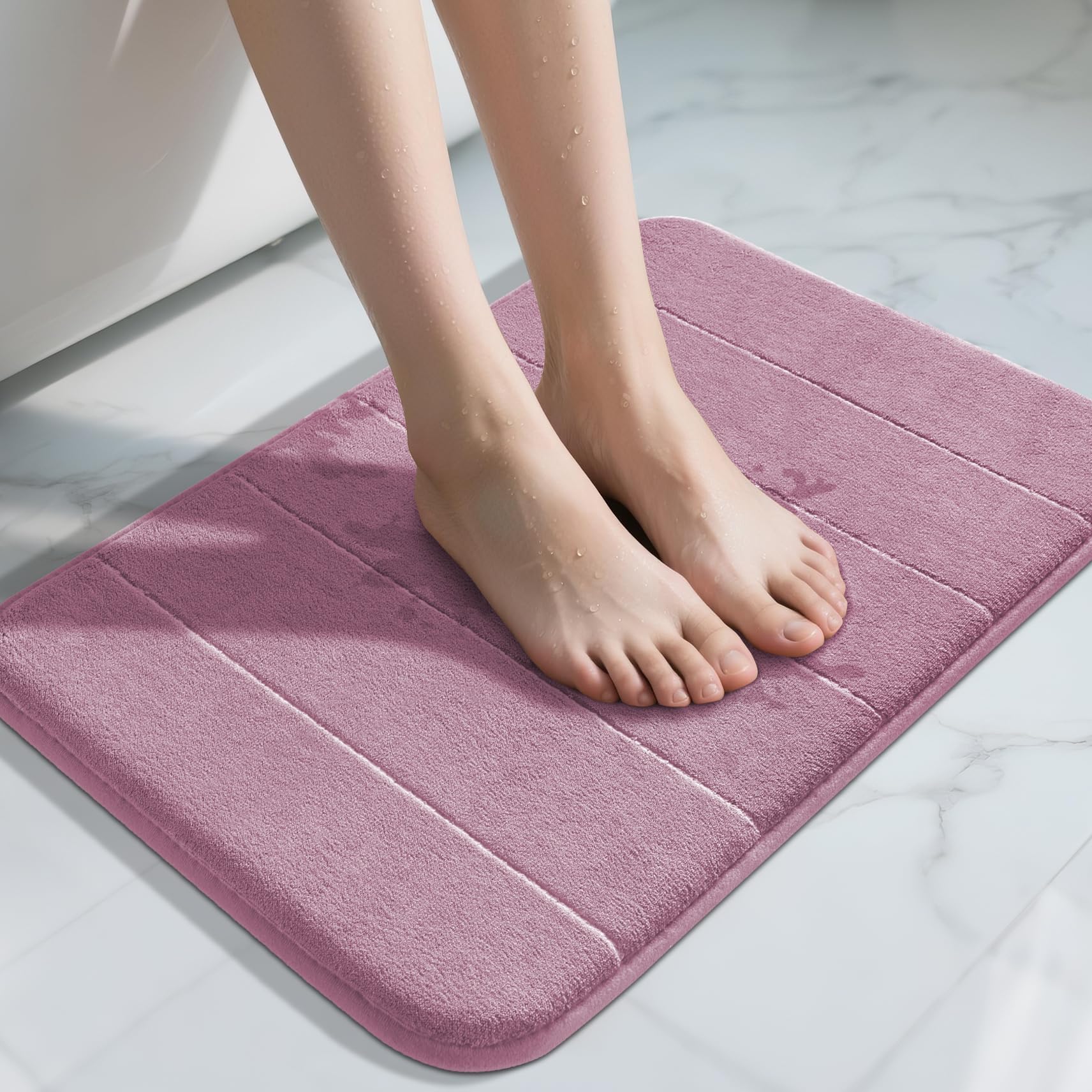 Yimobra Memory Foam Toilet Bath Mat U-Shaped, Commode Contour Rug, Soft and Comfortable, Super Water Absorption, Non-Slip, Thick, Machine Wash and Easier to Dry for Bathroom, 24 X 20 Inches, Grey