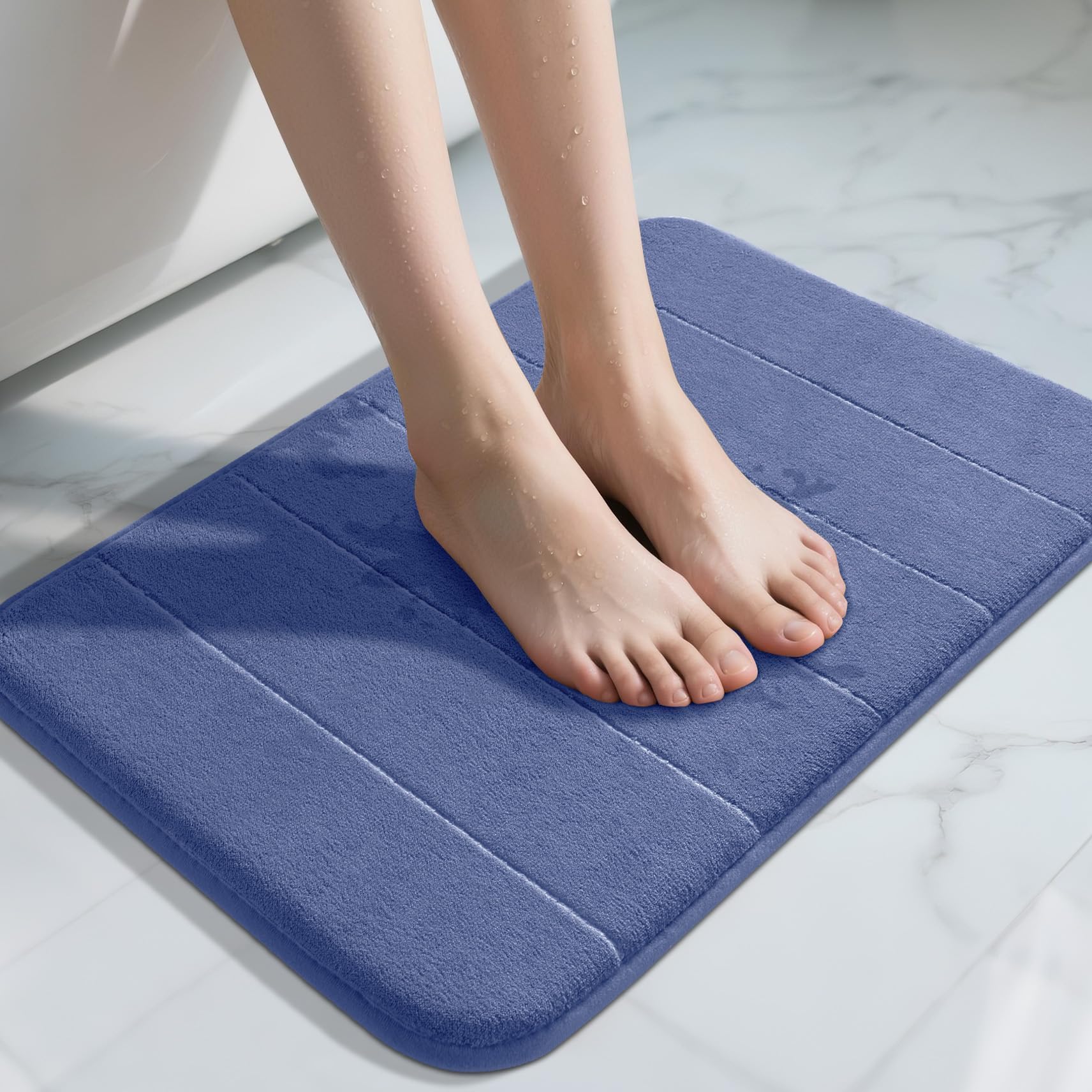 Yimobra Memory Foam Toilet Bath Mat U-Shaped, Commode Contour Rug, Soft and Comfortable, Super Water Absorption, Non-Slip, Thick, Machine Wash and Easier to Dry for Bathroom, 24 X 20 Inches, Grey