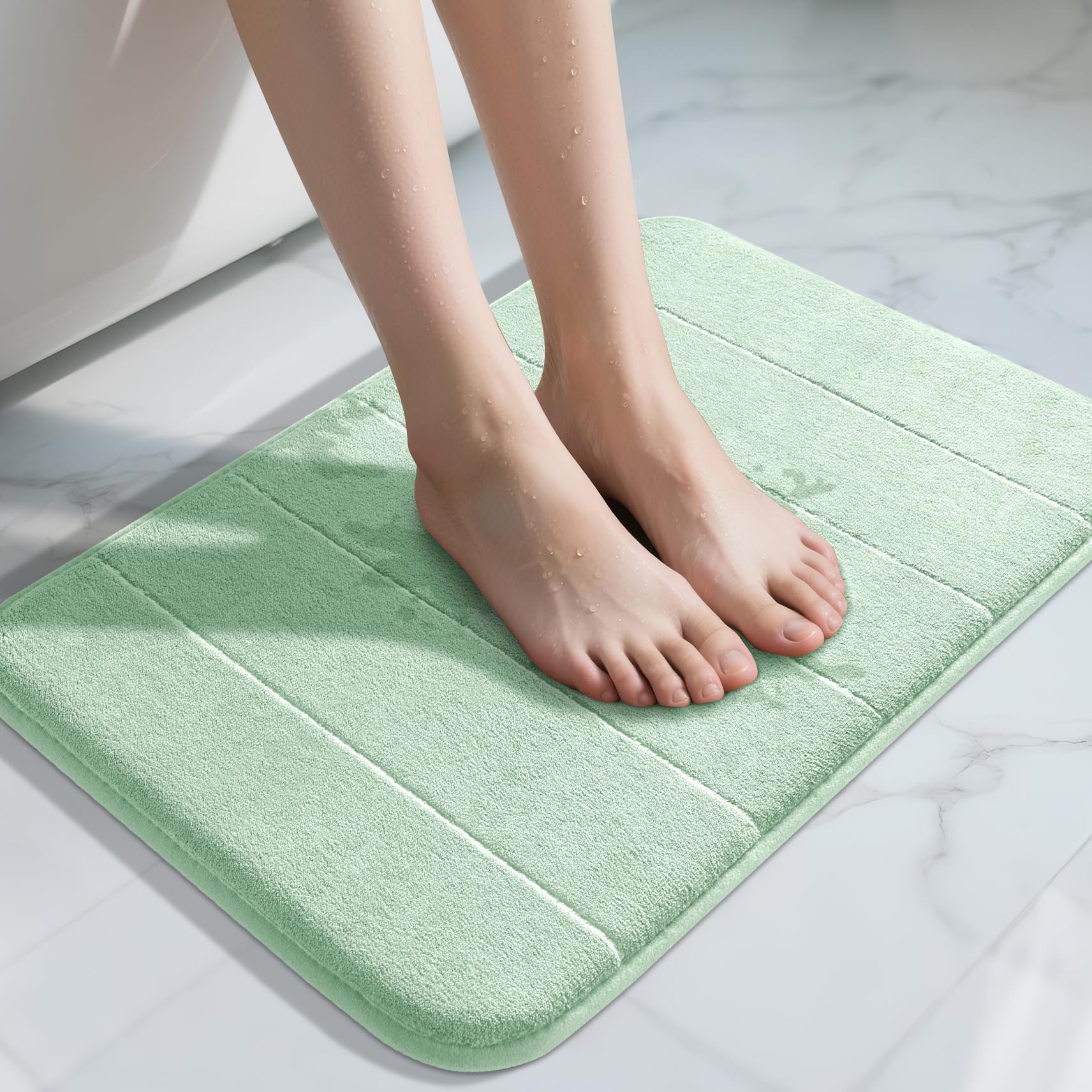 Yimobra Memory Foam Toilet Bath Mat U-Shaped, Soft and Comfortable, Super Water Absorption, Non-Slip, Thick, Machine Wash and Easier to Dry for Bathroom Commode Contour Rug, 24 X 20 Inches, Black