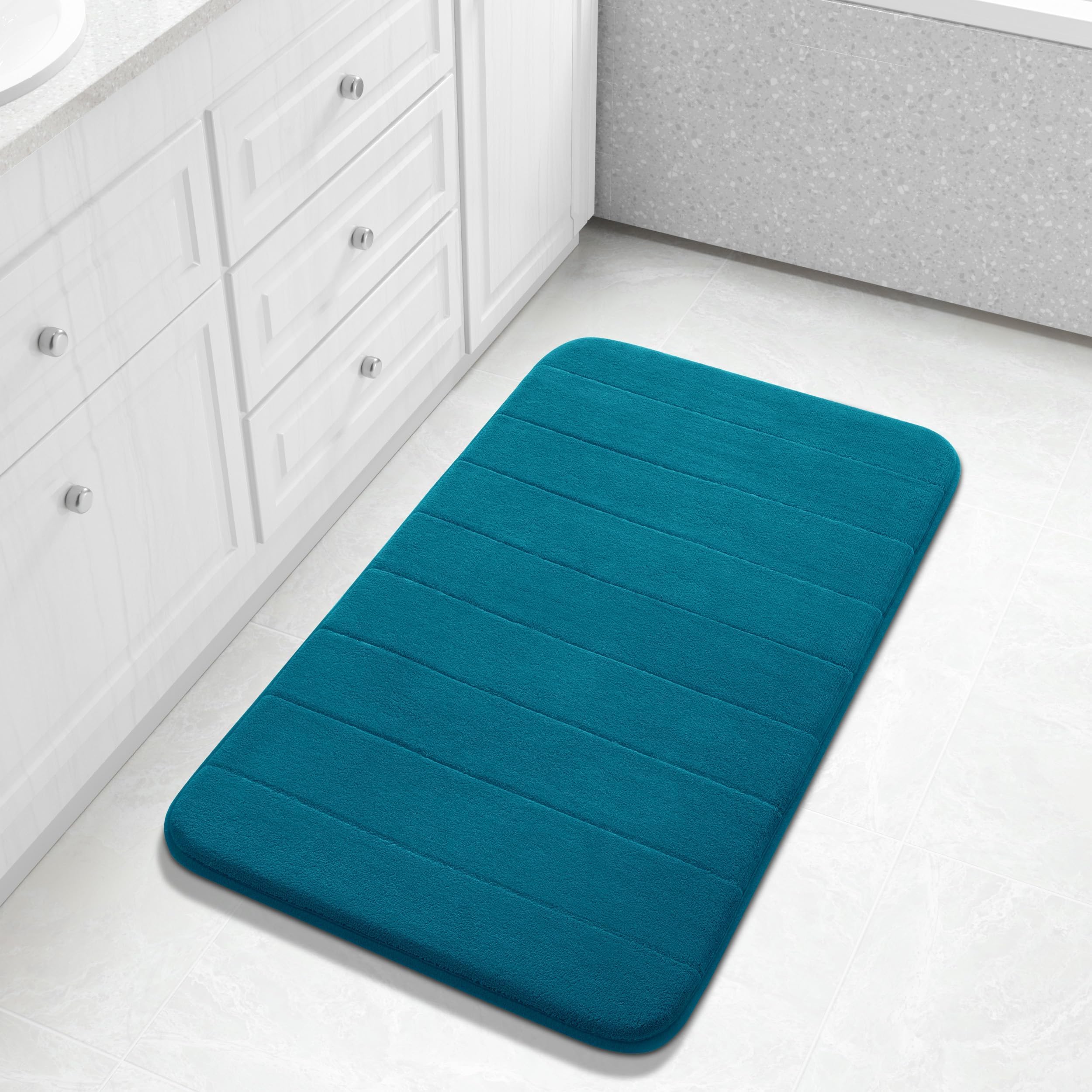 Yimobra Memory Foam Toilet Bath Mat U-Shaped, Commode Contour Rug, Soft and Comfortable, Super Water Absorption, Non-Slip, Thick, Machine Wash and Easier to Dry for Bathroom, 24 X 20 Inches, Grey