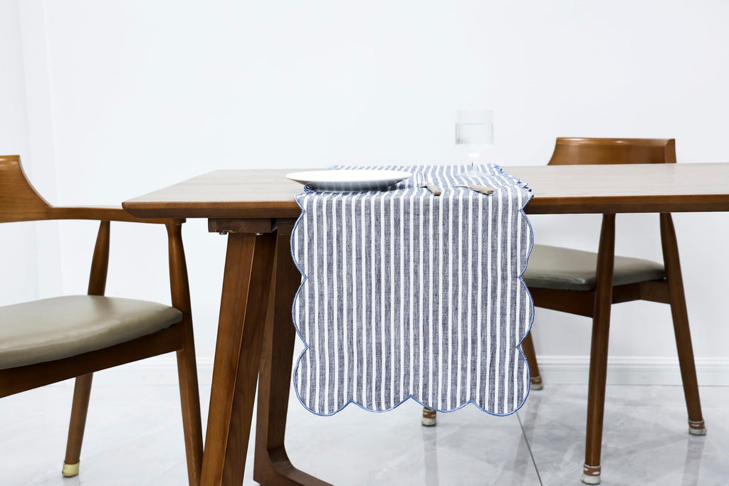 Linen Embroidered Table Runner 72 Inch