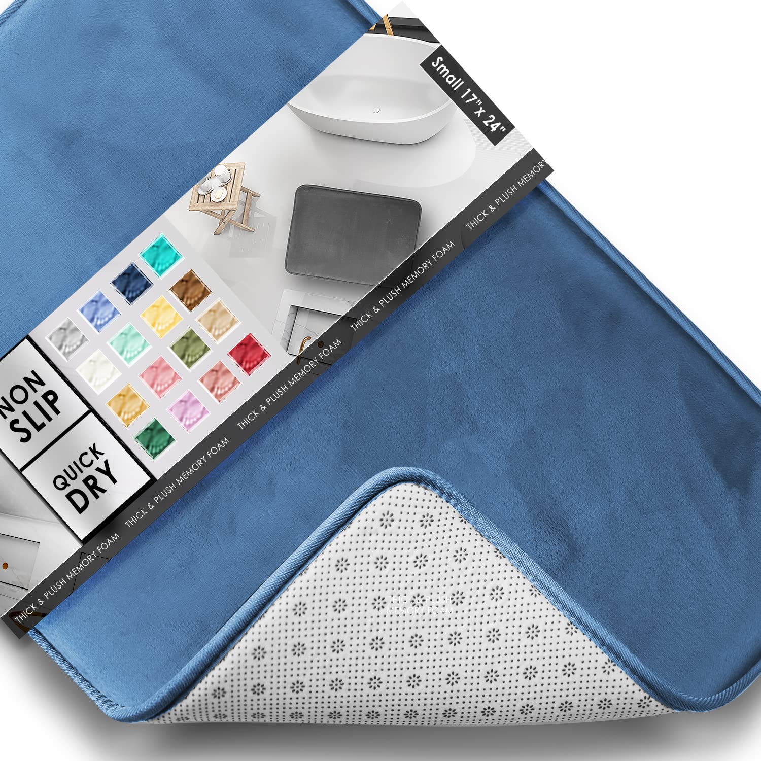 Clara Clark Bathroom Rugs, Velvet Memory Foam Bath Mat, Non-Slip Bath Rugs, Machine Wash, Dries Quickly, Ultra Soft Plush Bath Mats for Bathroom,