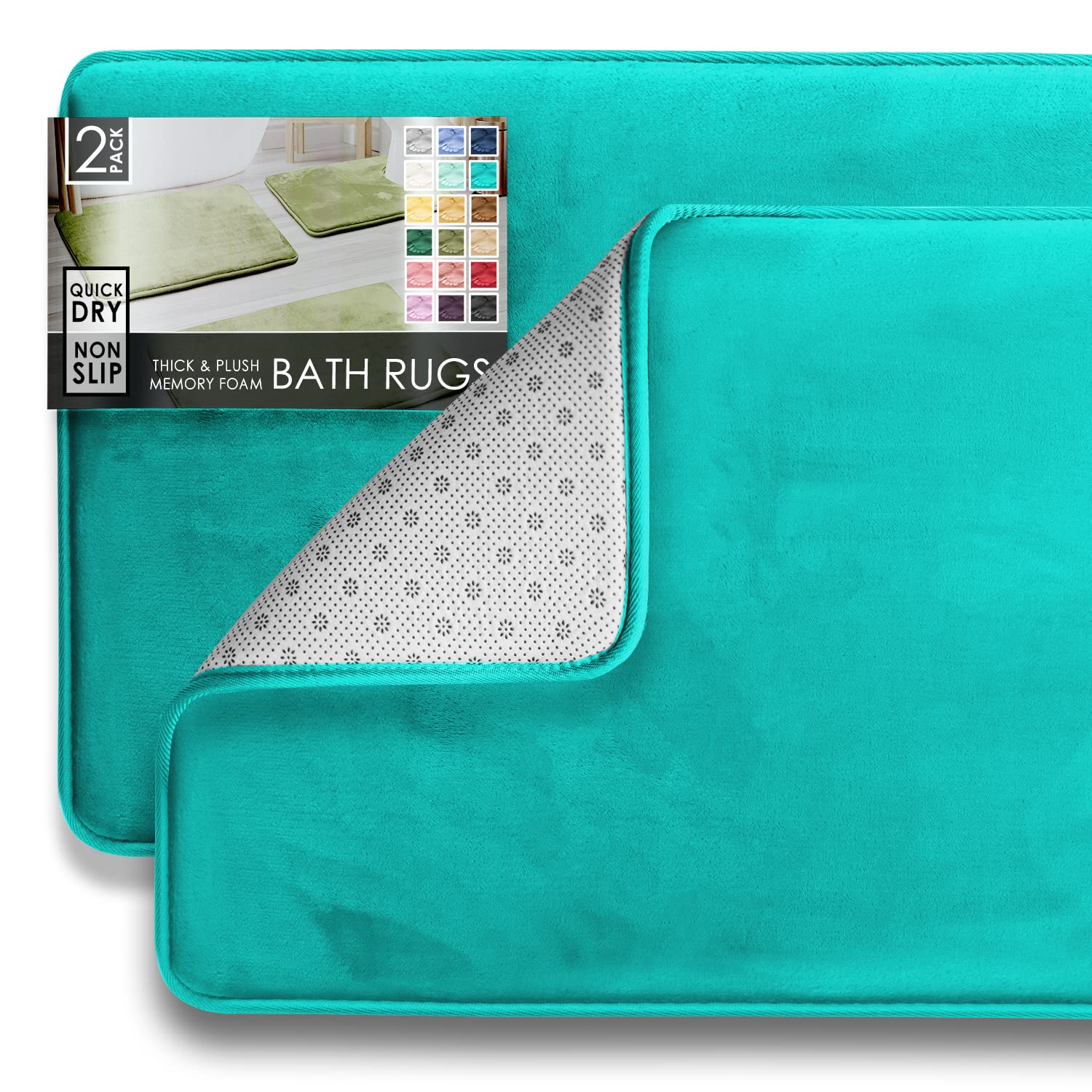 Clara Clark Bathroom Rugs, Velvet Memory Foam Bath Mat, Non-Slip Bath Rugs, Machine Wash, Dries Quickly, Ultra Soft Plush Bath Mats for Bathroom,