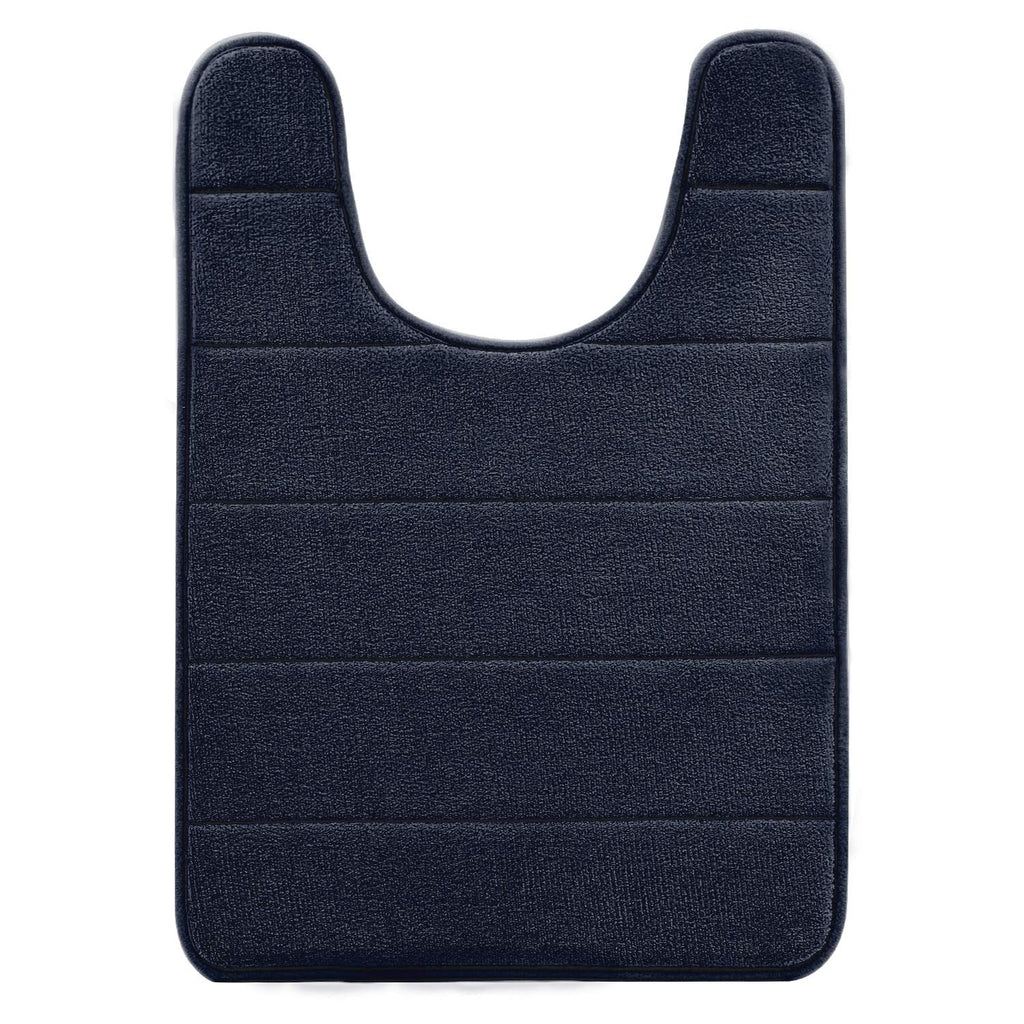 Betus U-Shaped Contour Memory Foam Toilet Mat - Non-Slip Backing, Water Absorbent, Machine Washable, Super Cozy - Luxurious Velvet Comfort Washroom Rug - 16"x24" (Black)