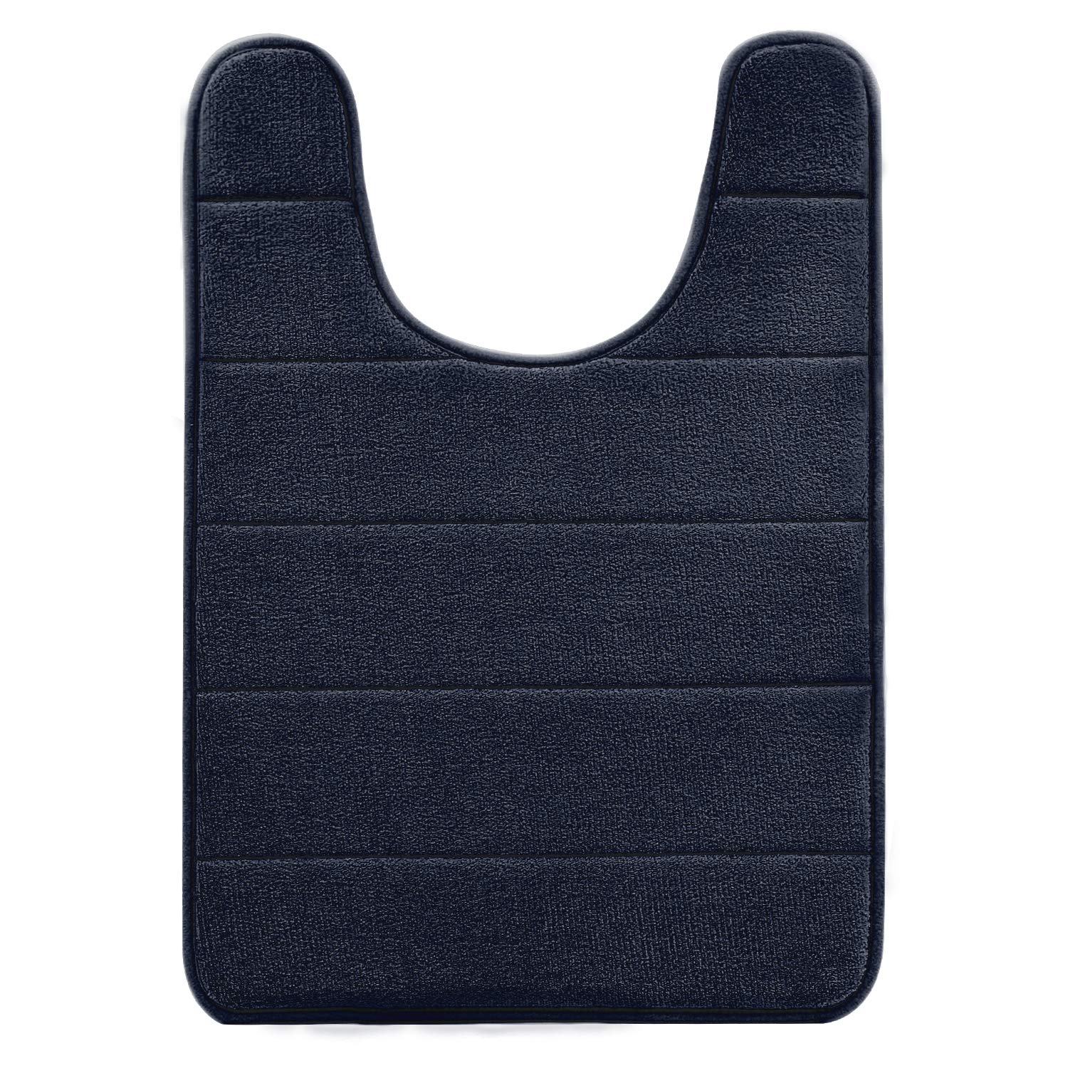 Betus U-Shaped Contour Memory Foam Toilet Mat - Non-Slip Backing, Water Absorbent, Machine Washable, Super Cozy - Luxurious Velvet Comfort Washroom Rug - 16"x24" (Black)