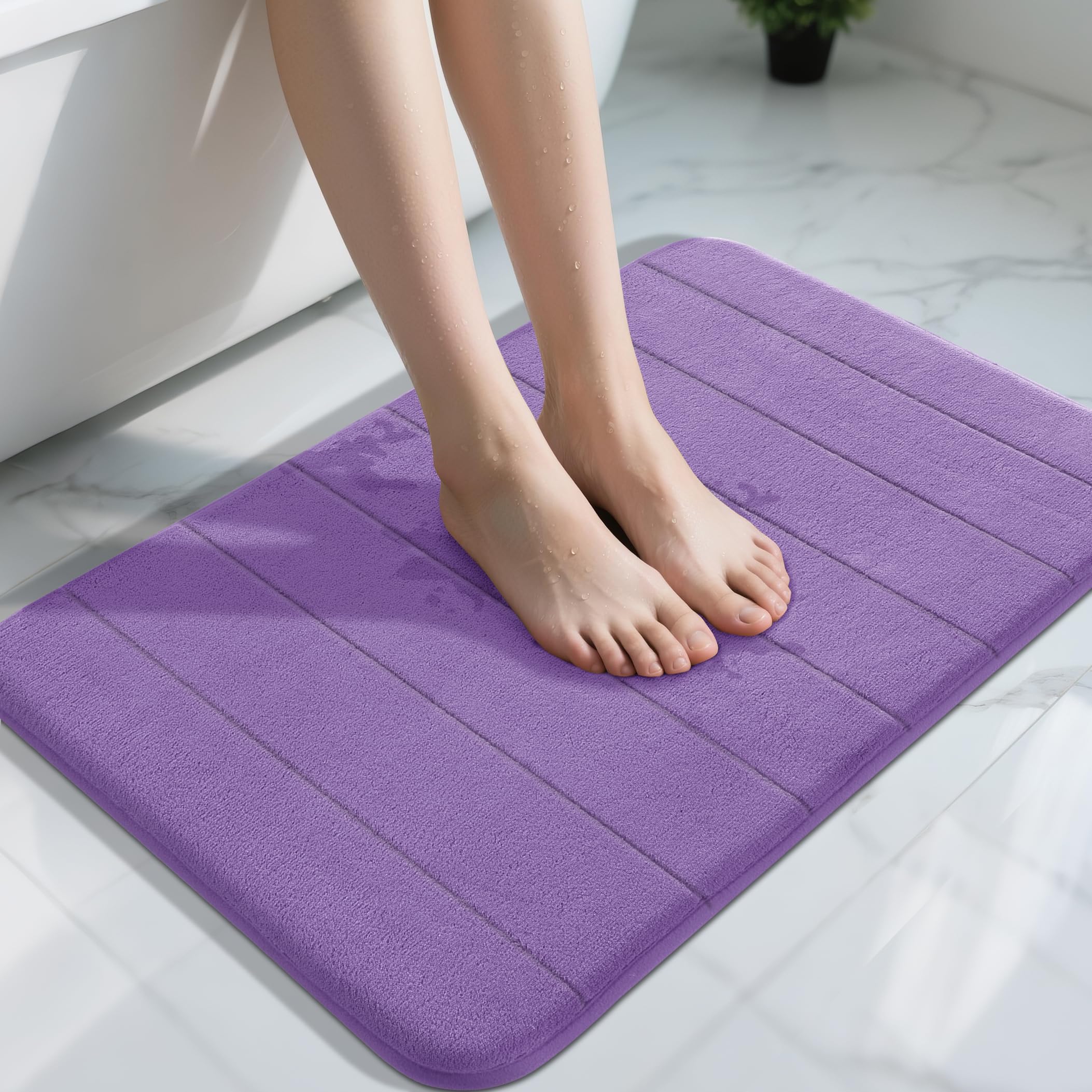 Yimobra Memory Foam Toilet Bath Mat U-Shaped, Commode Contour Rug, Soft and Comfortable, Super Water Absorption, Non-Slip, Thick, Machine Wash and Easier to Dry for Bathroom, 24 X 20 Inches, Grey