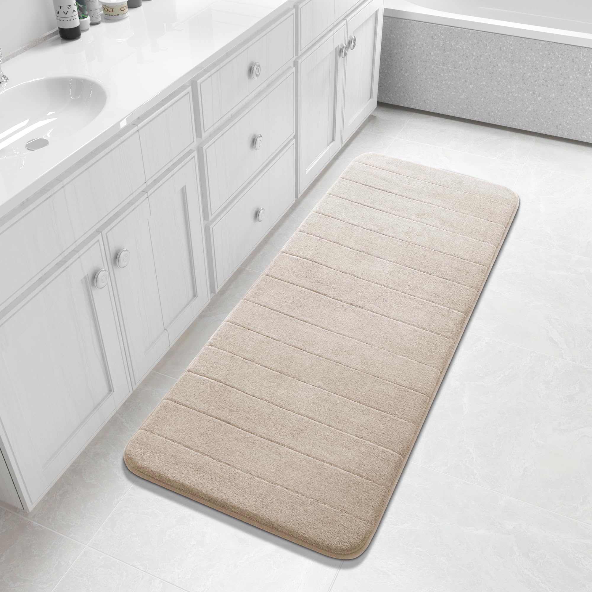 Yimobra Memory Foam Toilet Bath Mat U-Shaped, Commode Contour Rug, Soft and Comfortable, Super Water Absorption, Non-Slip, Thick, Machine Wash and Easier to Dry for Bathroom, 24 X 20 Inches, Grey