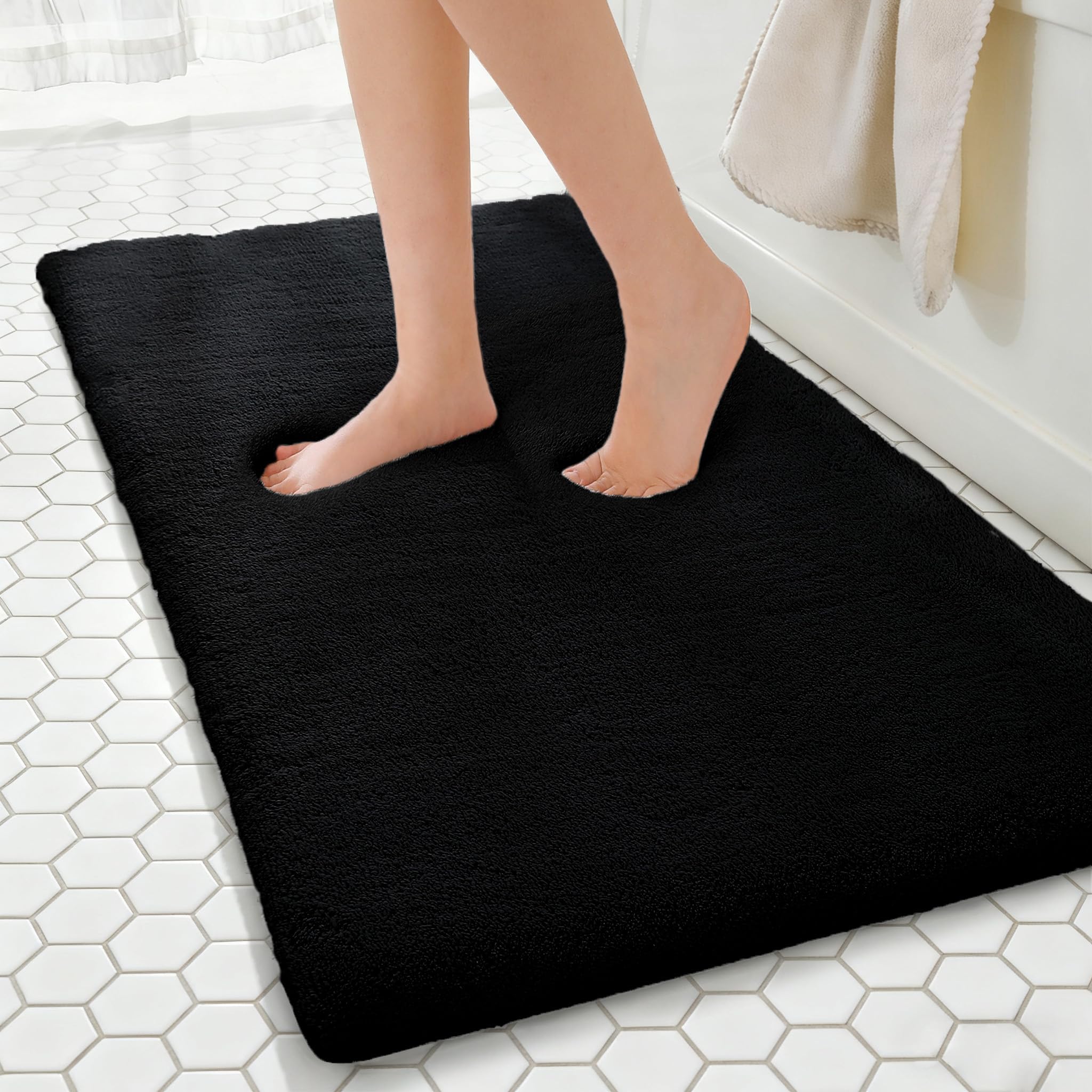 MINIDEAR Bathroom Rugs 24x17 Light Gray - Thick Memory Foam Bath Mat, Ultra Soft & Plush Fluffy, Non-Slip, Quick Dry, Absorbent Washable Floor Microfiber Mat for Tub, Home Decor Accessories