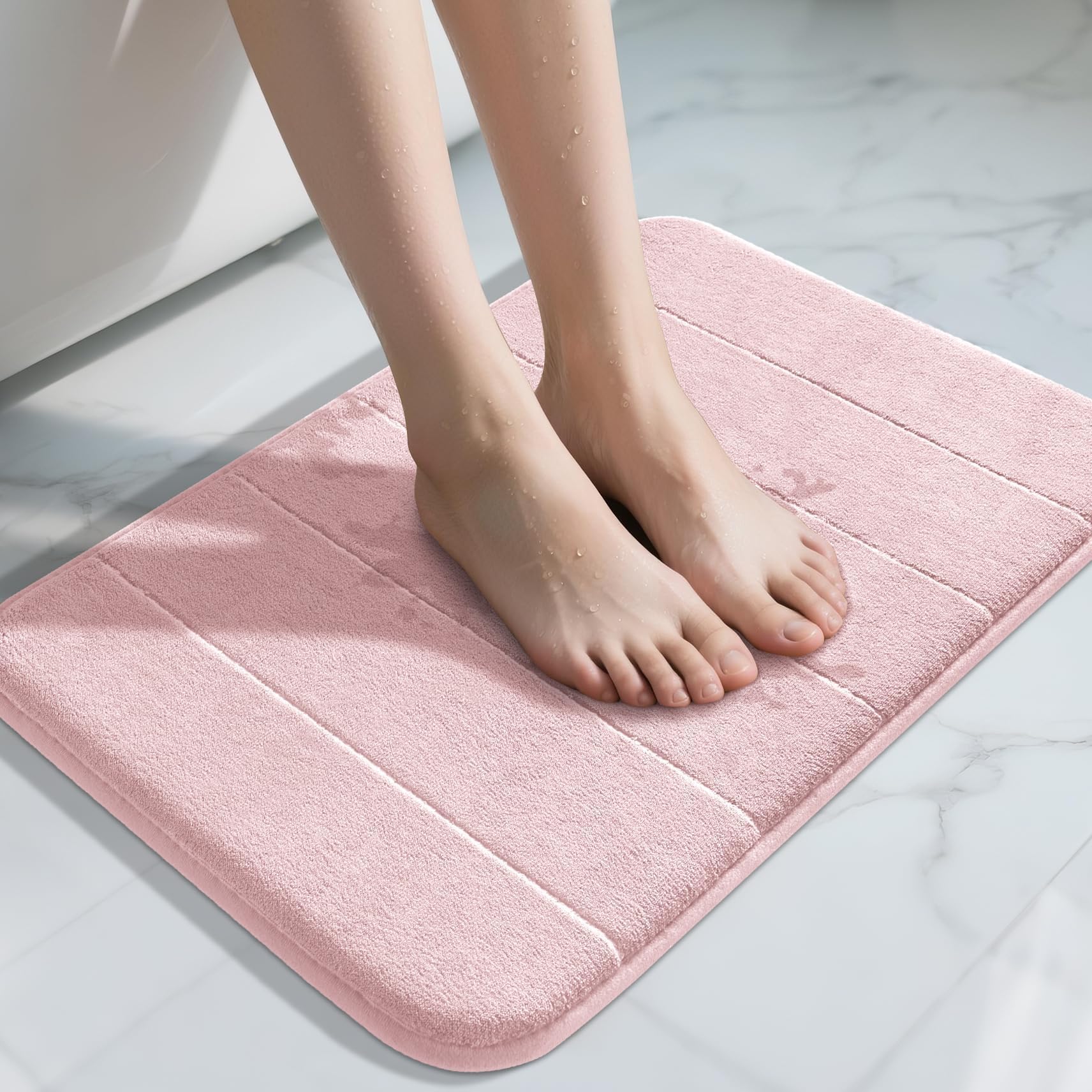 Yimobra Memory Foam Toilet Bath Mat U-Shaped, Commode Contour Rug, Soft and Comfortable, Super Water Absorption, Non-Slip, Thick, Machine Wash and Easier to Dry for Bathroom, 24 X 20 Inches, Grey