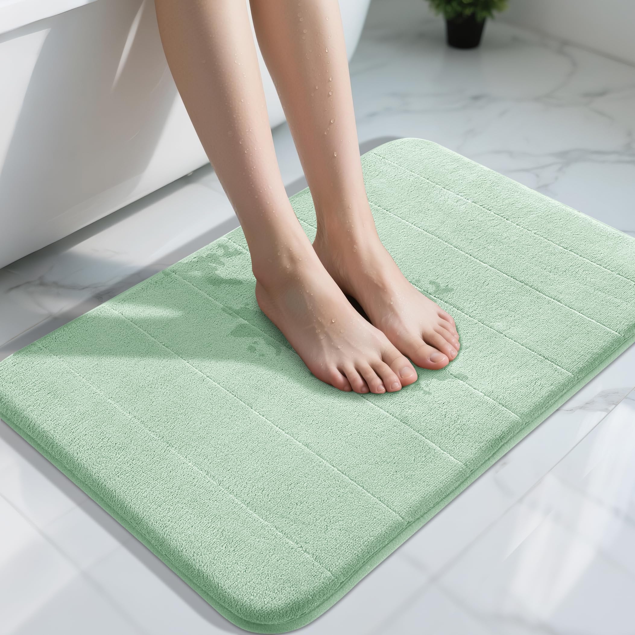 Yimobra Memory Foam Toilet Bath Mat U-Shaped, Commode Contour Rug, Soft and Comfortable, Super Water Absorption, Non-Slip, Thick, Machine Wash and Easier to Dry for Bathroom, 24 X 20 Inches, Grey
