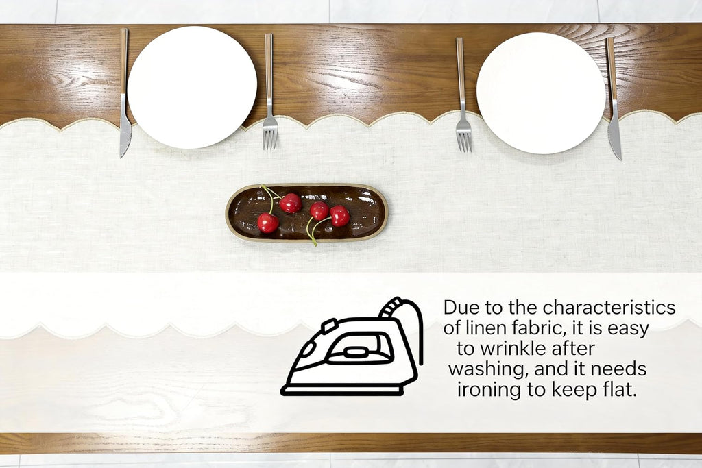 Linen Embroidered Table Runner 72 Inch