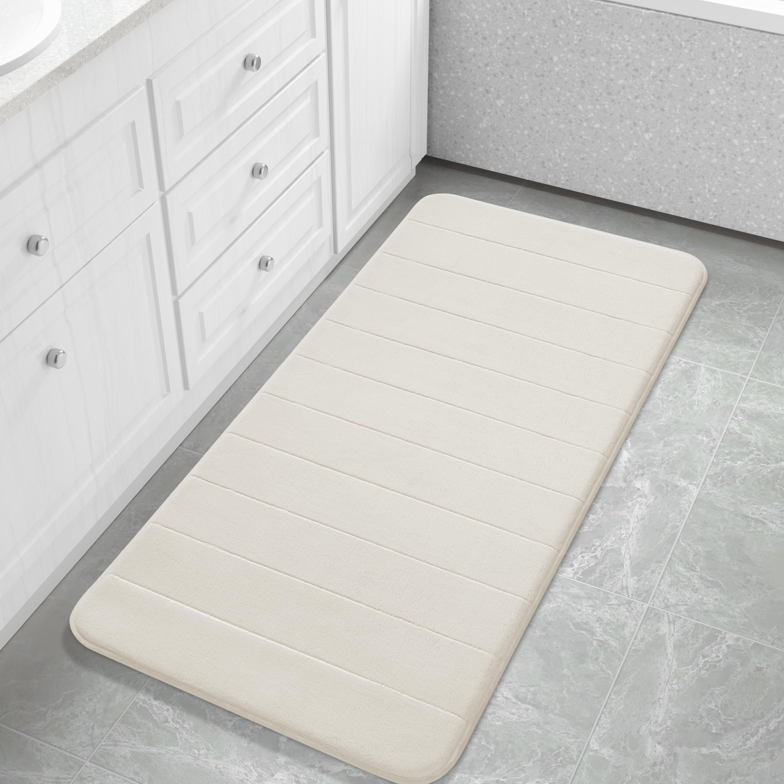 Yimobra Memory Foam Toilet Bath Mat U-Shaped, Soft and Comfortable, Super Water Absorption, Non-Slip, Thick, Machine Wash and Easier to Dry for Bathroom Commode Contour Rug, 24 X 20 Inches, Black