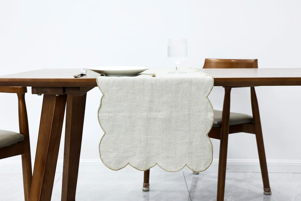 Linen Embroidered Table Runner 72 Inch
