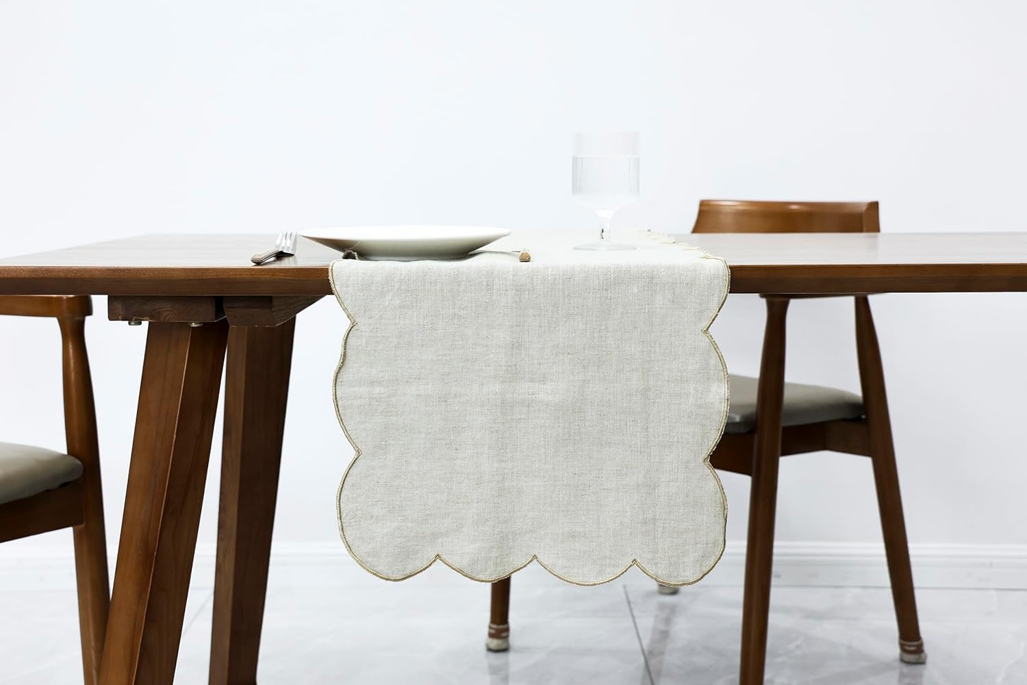 Linen Embroidered Table Runner 72 Inch