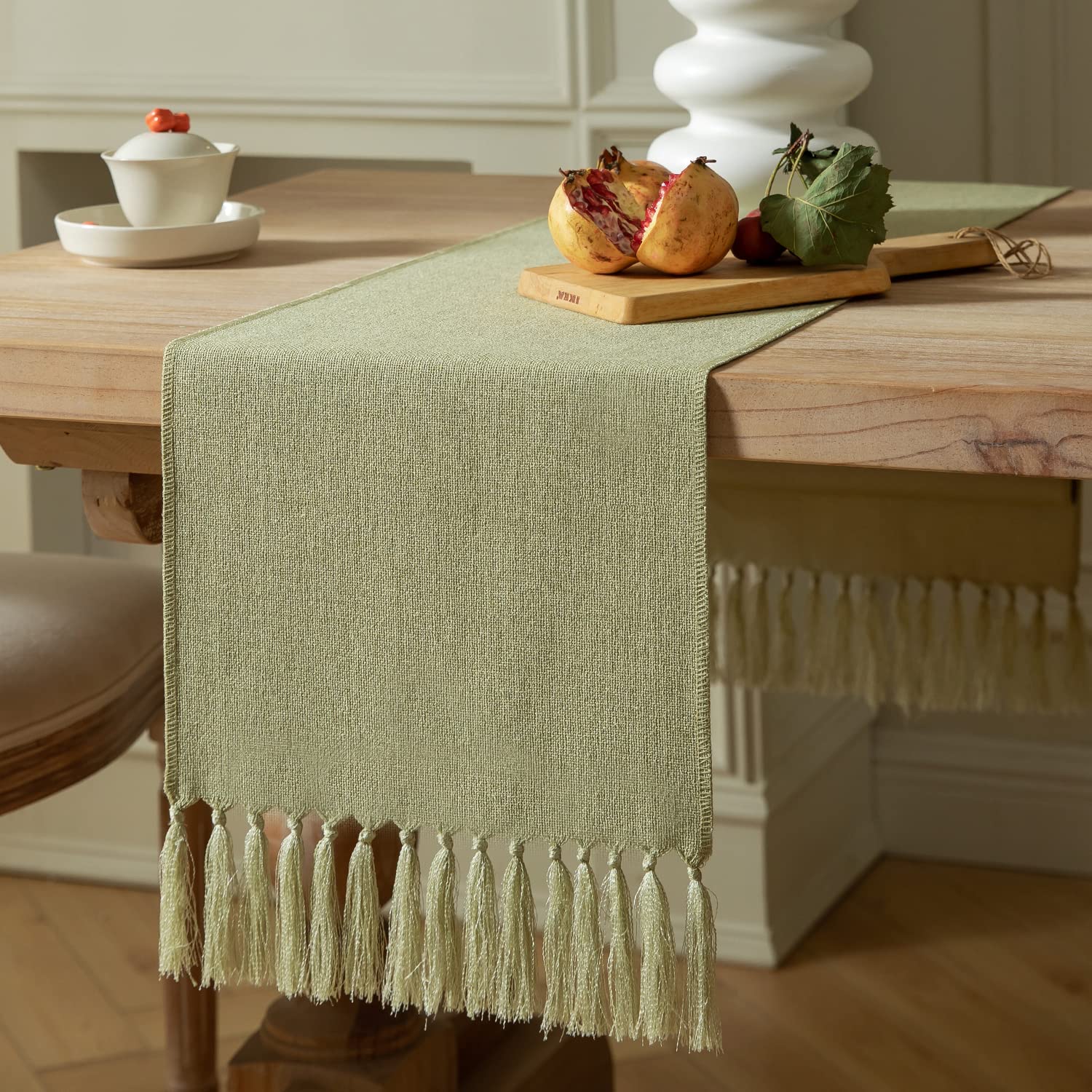 ZeeMart Beige Table Runners 72 Inches Long, Burlap Linen Style Rustic Farmhouse Table Runner, Boho Woven Dining Table Runner, 13x72 Inches, Oatmeal Beige