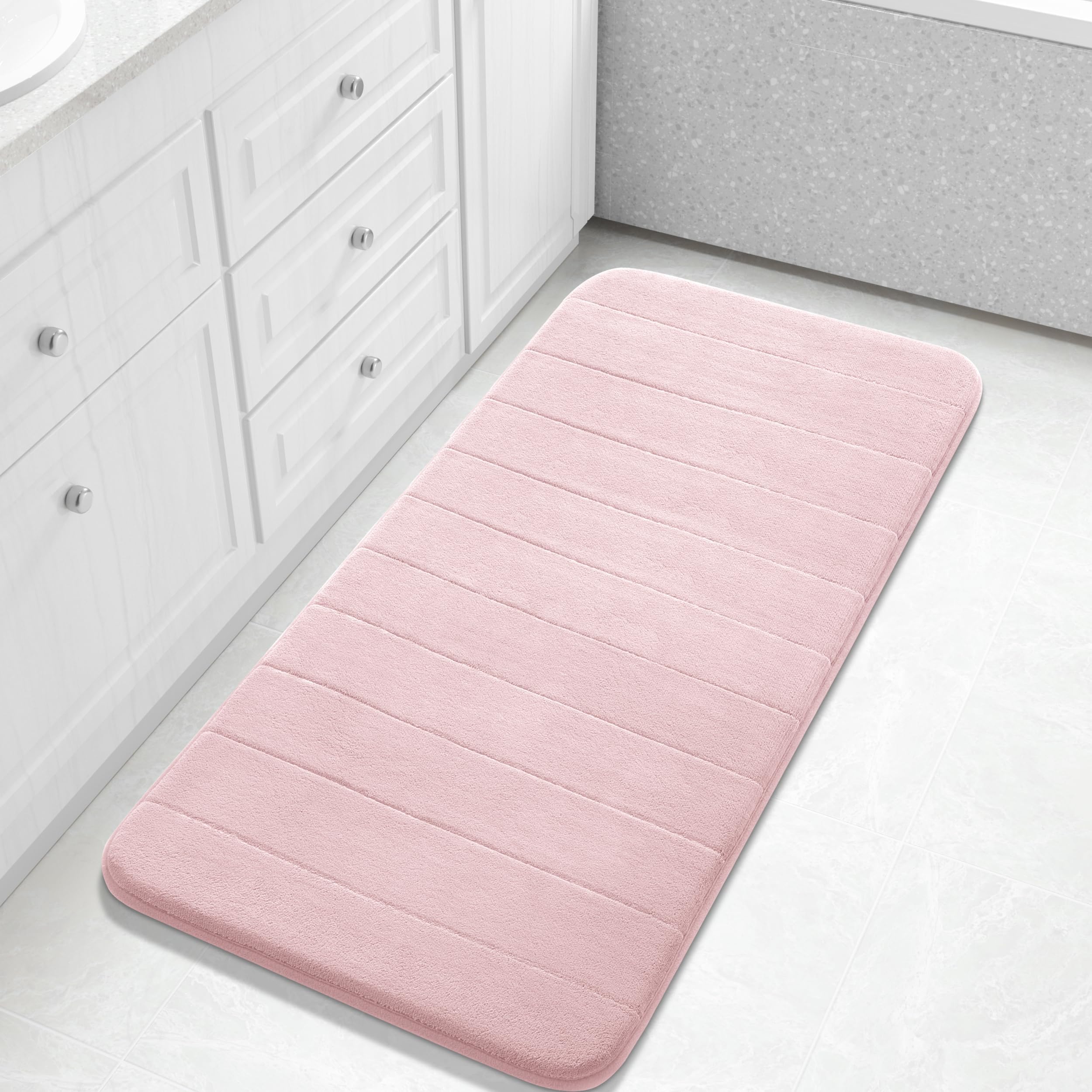 Yimobra Memory Foam Toilet Bath Mat U-Shaped, Commode Contour Rug, Soft and Comfortable, Super Water Absorption, Non-Slip, Thick, Machine Wash and Easier to Dry for Bathroom, 24 X 20 Inches, Grey