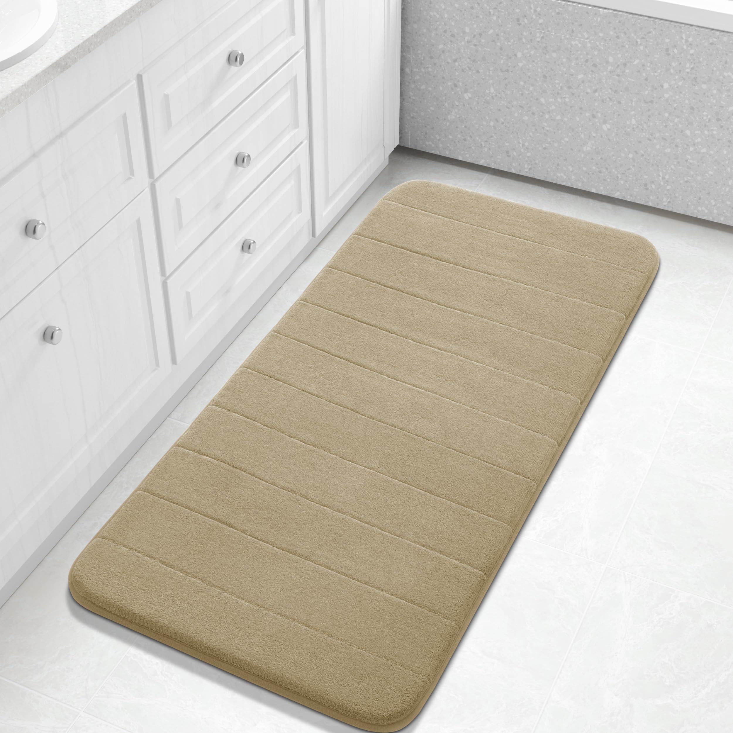 Yimobra Memory Foam Toilet Bath Mat U-Shaped, Commode Contour Rug, Soft and Comfortable, Super Water Absorption, Non-Slip, Thick, Machine Wash and Easier to Dry for Bathroom, 24 X 20 Inches, Grey