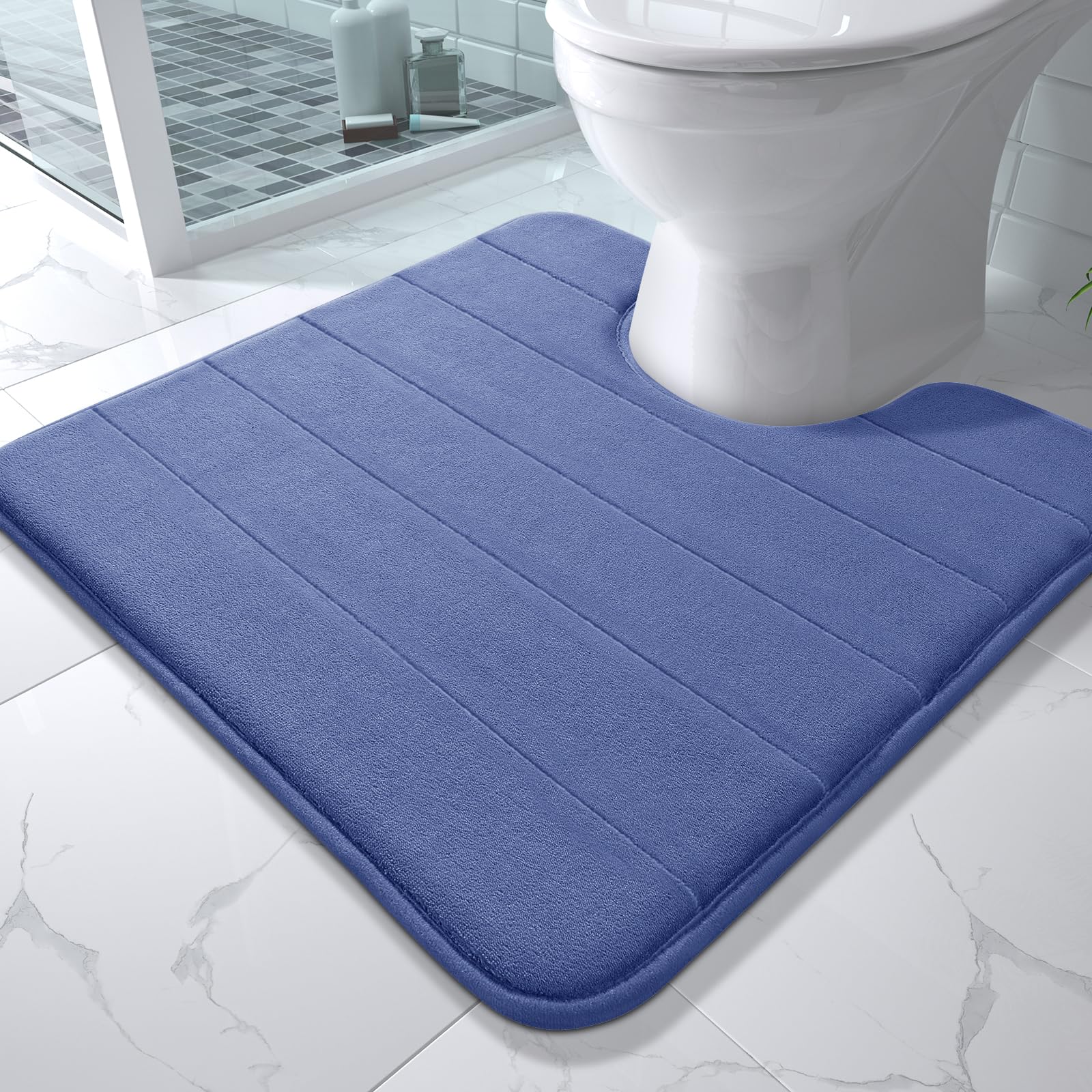 Yimobra Memory Foam Toilet Bath Mat U-Shaped, Commode Contour Rug, Soft and Comfortable, Super Water Absorption, Non-Slip, Thick, Machine Wash and Easier to Dry for Bathroom, 24 X 20 Inches, Grey