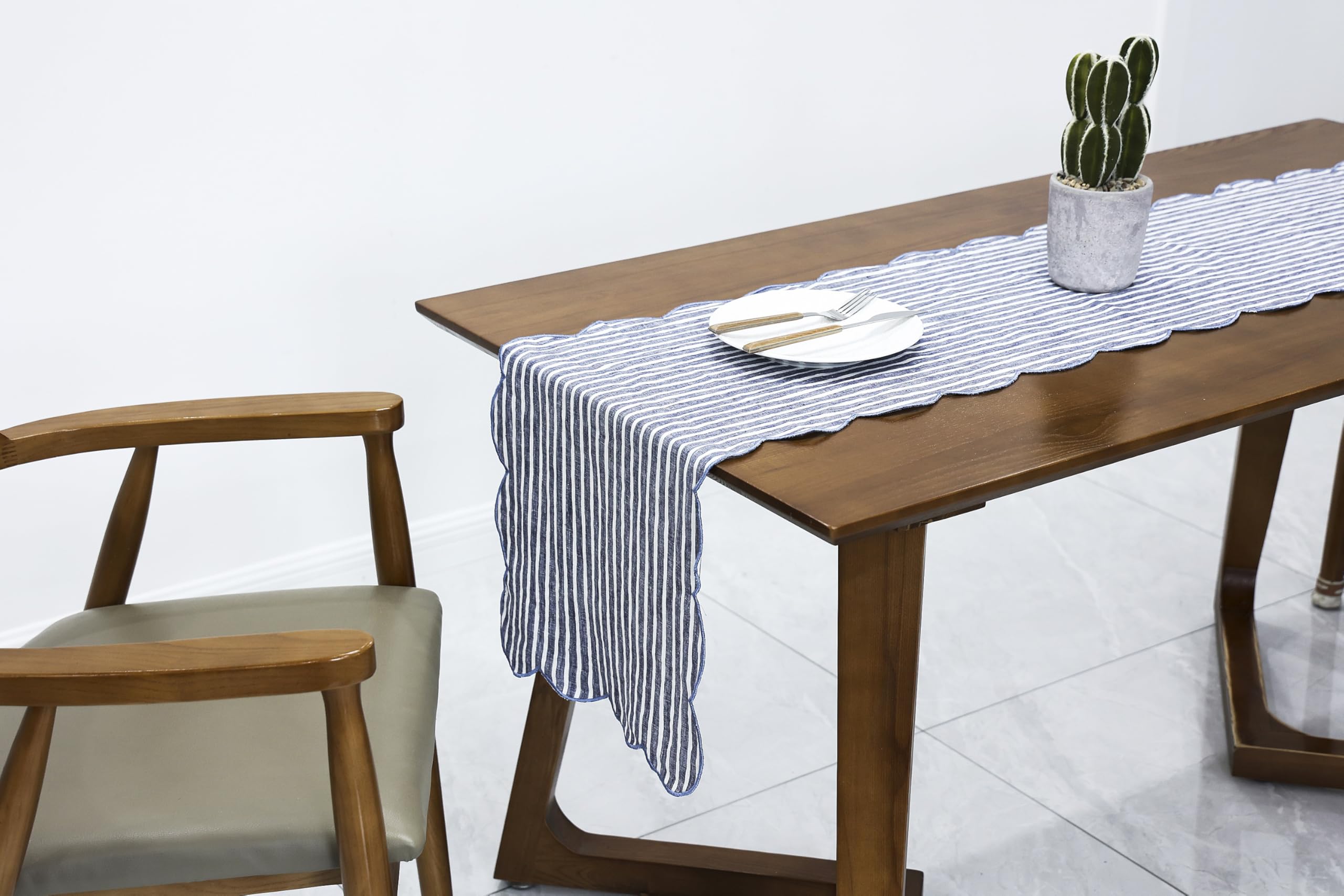 Linen Embroidered Table Runner 72 Inch