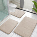 Yimobra Memory Foam Bath Mat Set 3 Pieces- Super Soft Absorbent Quick Dry Bathroom Rug Sets, Machine Washable Non Slip Floor Carpet for Tub Shower, Vanity & Toilet Base, Gray