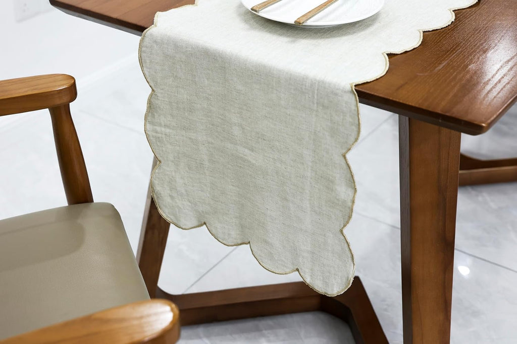 Linen Embroidered Table Runner 72 Inch