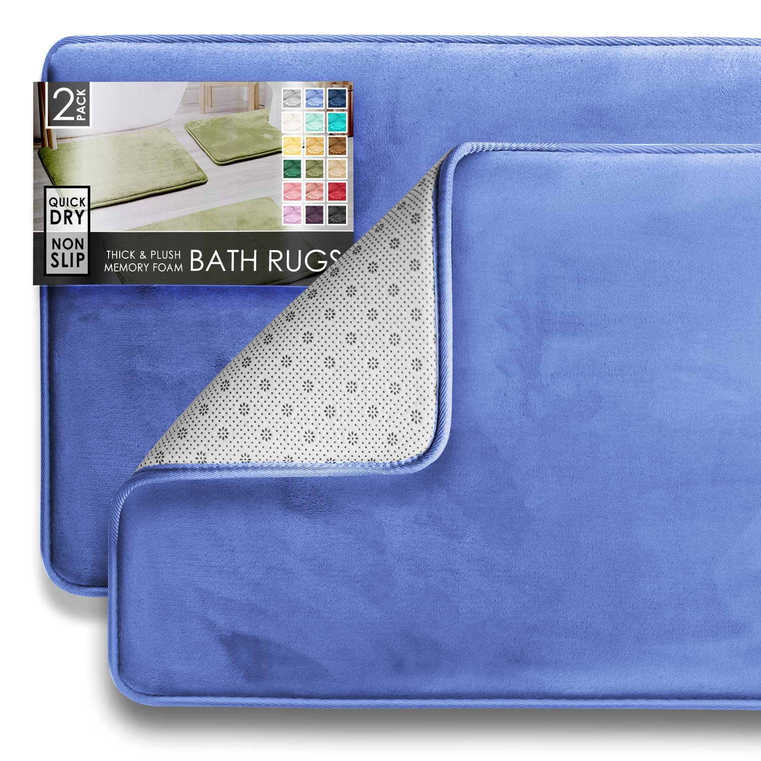 Clara Clark Bathroom Rugs, Velvet Memory Foam Bath Mat, Non-Slip Bath Rugs, Machine Wash, Dries Quickly, Ultra Soft Plush Bath Mats for Bathroom,