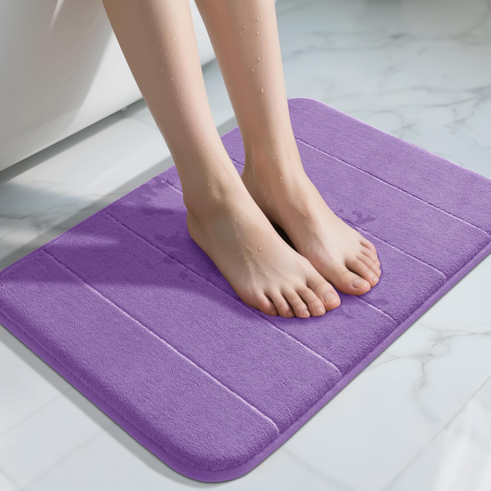 Yimobra Memory Foam Toilet Bath Mat U-Shaped, Commode Contour Rug, Soft and Comfortable, Super Water Absorption, Non-Slip, Thick, Machine Wash and Easier to Dry for Bathroom, 24 X 20 Inches, Grey