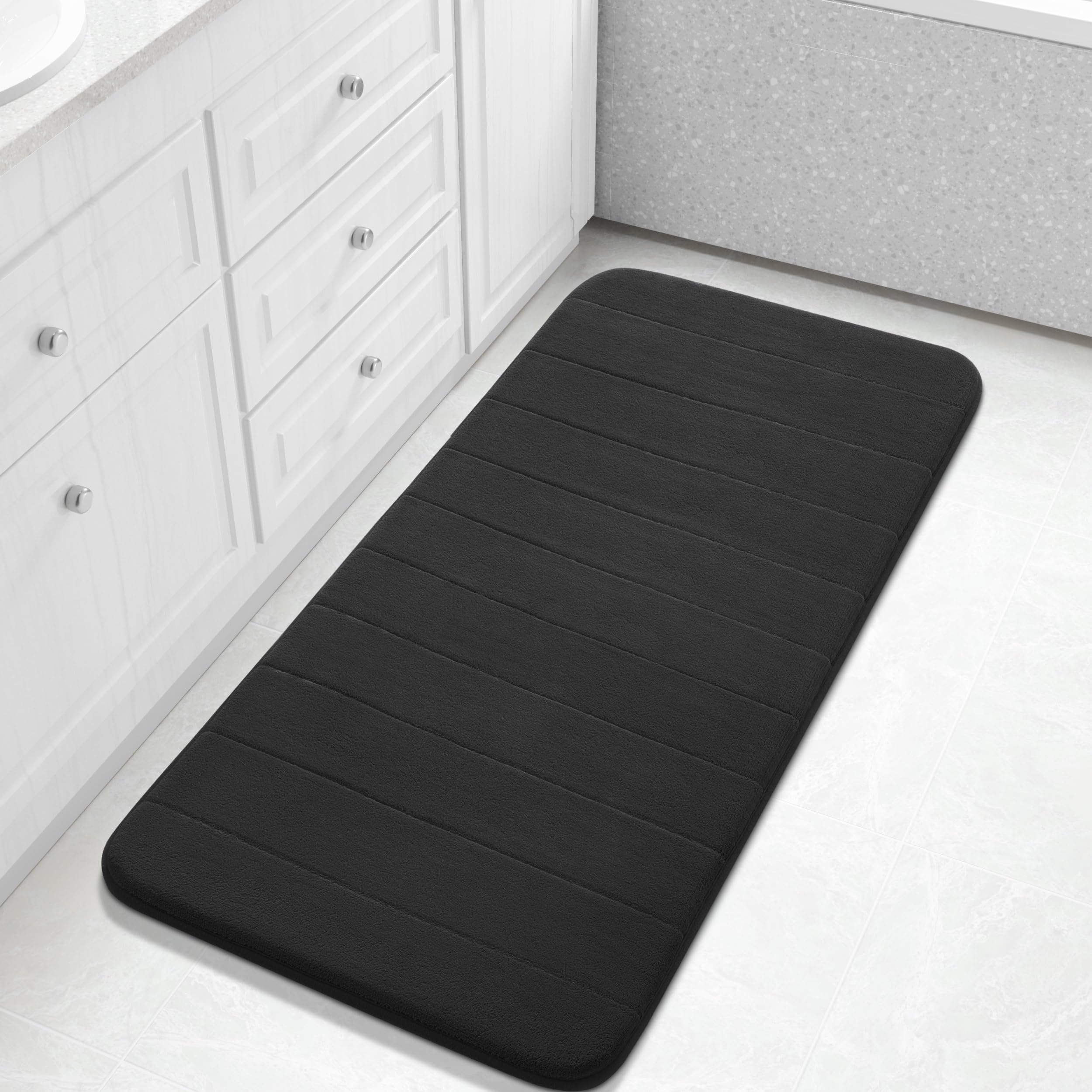 Yimobra Memory Foam Toilet Bath Mat U-Shaped, Commode Contour Rug, Soft and Comfortable, Super Water Absorption, Non-Slip, Thick, Machine Wash and Easier to Dry for Bathroom, 24 X 20 Inches, Grey