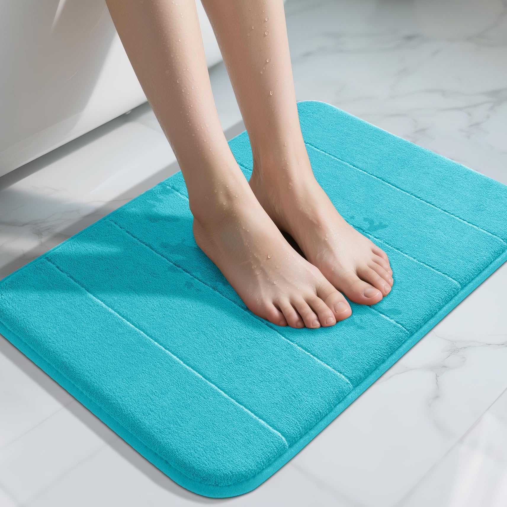 Yimobra Memory Foam Toilet Bath Mat U-Shaped, Soft and Comfortable, Super Water Absorption, Non-Slip, Thick, Machine Wash and Easier to Dry for Bathroom Commode Contour Rug, 24 X 20 Inches, Black