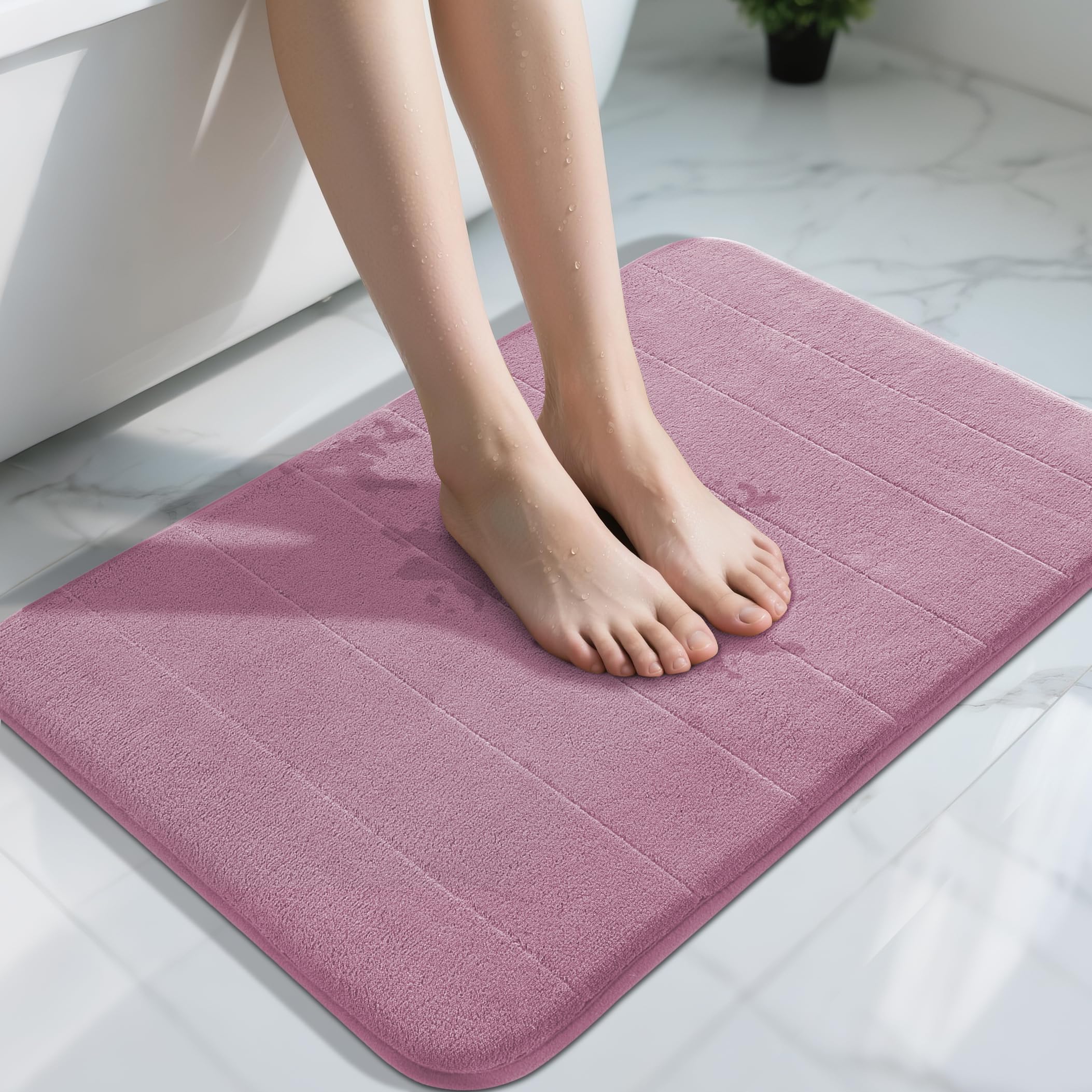 Yimobra Memory Foam Toilet Bath Mat U-Shaped, Commode Contour Rug, Soft and Comfortable, Super Water Absorption, Non-Slip, Thick, Machine Wash and Easier to Dry for Bathroom, 24 X 20 Inches, Grey