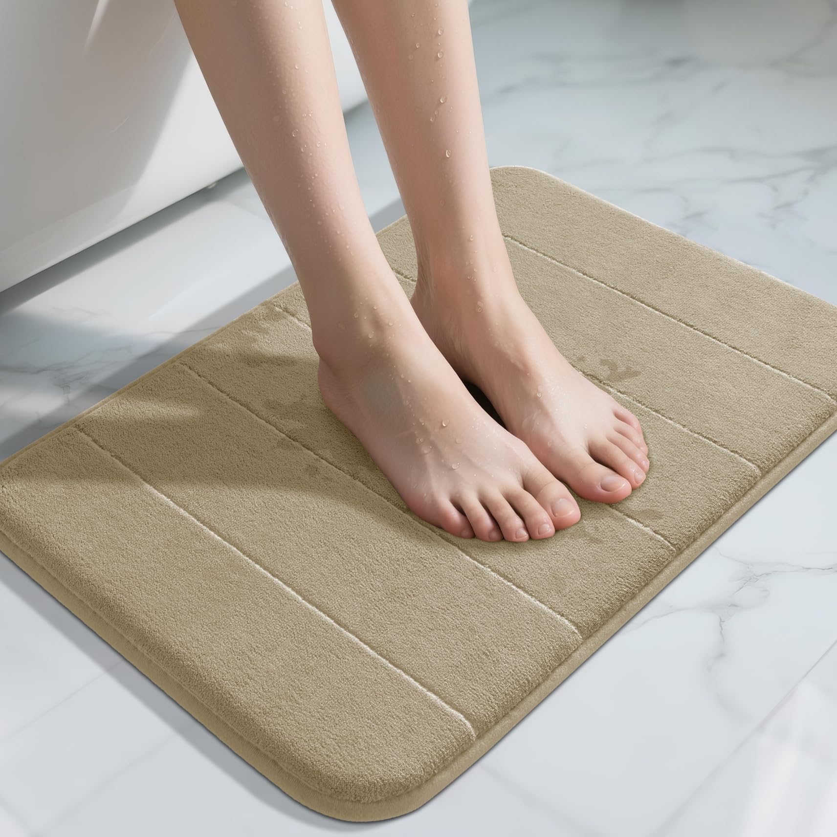Yimobra Memory Foam Toilet Bath Mat U-Shaped, Soft and Comfortable, Super Water Absorption, Non-Slip, Thick, Machine Wash and Easier to Dry for Bathroom Commode Contour Rug, 24 X 20 Inches, Black
