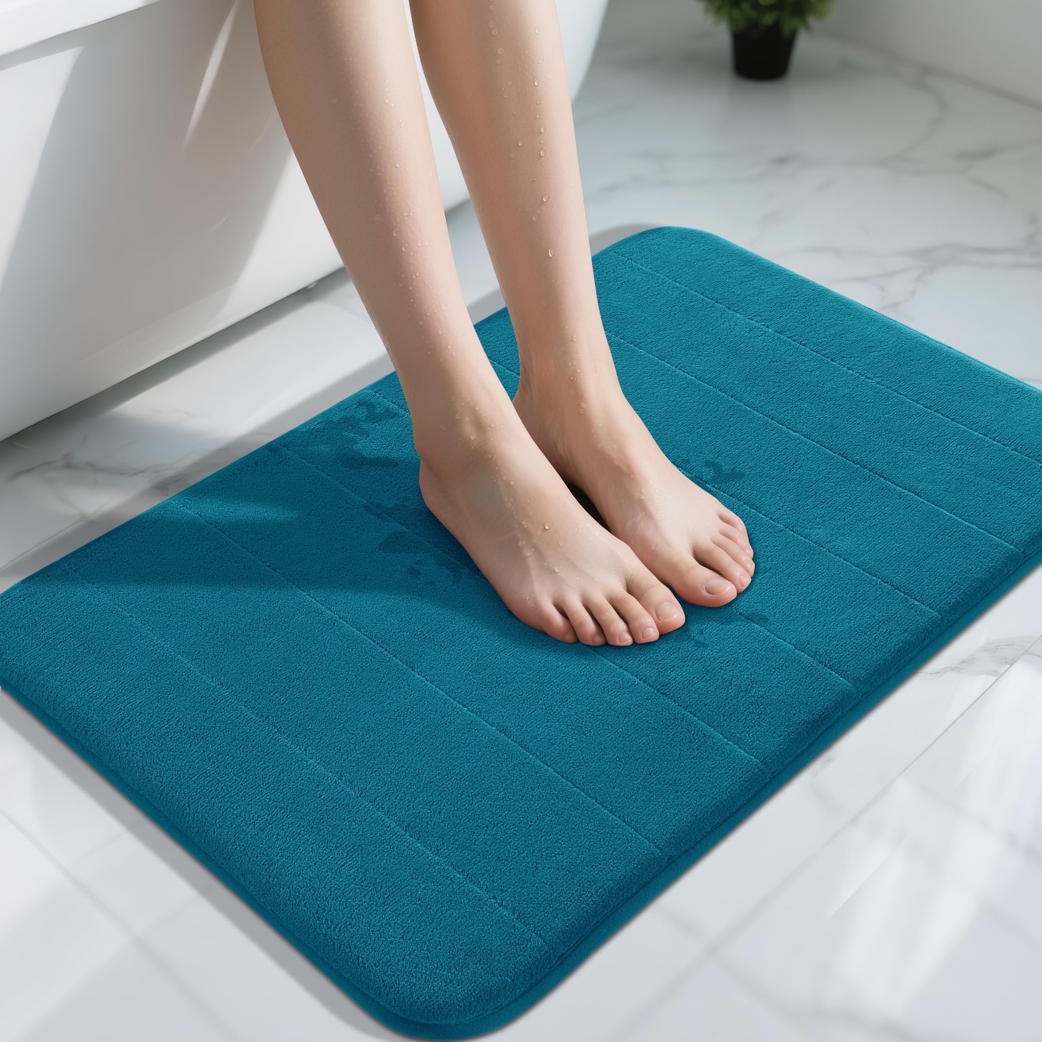 Yimobra Memory Foam Toilet Bath Mat U-Shaped, Commode Contour Rug, Soft and Comfortable, Super Water Absorption, Non-Slip, Thick, Machine Wash and Easier to Dry for Bathroom, 24 X 20 Inches, Grey