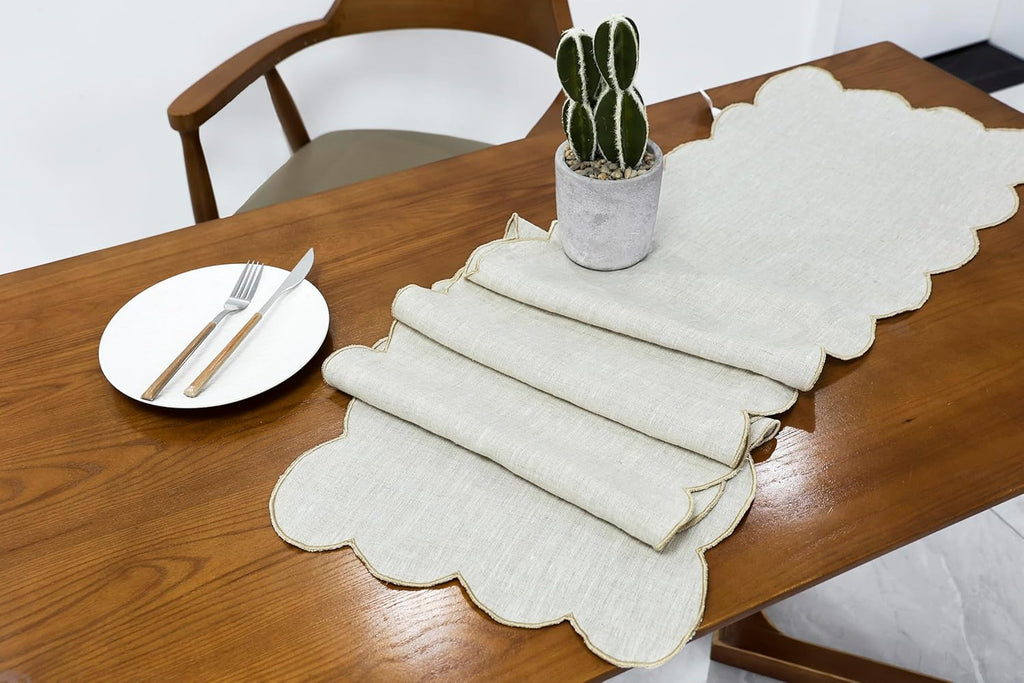Linen Embroidered Table Runner 72 Inch
