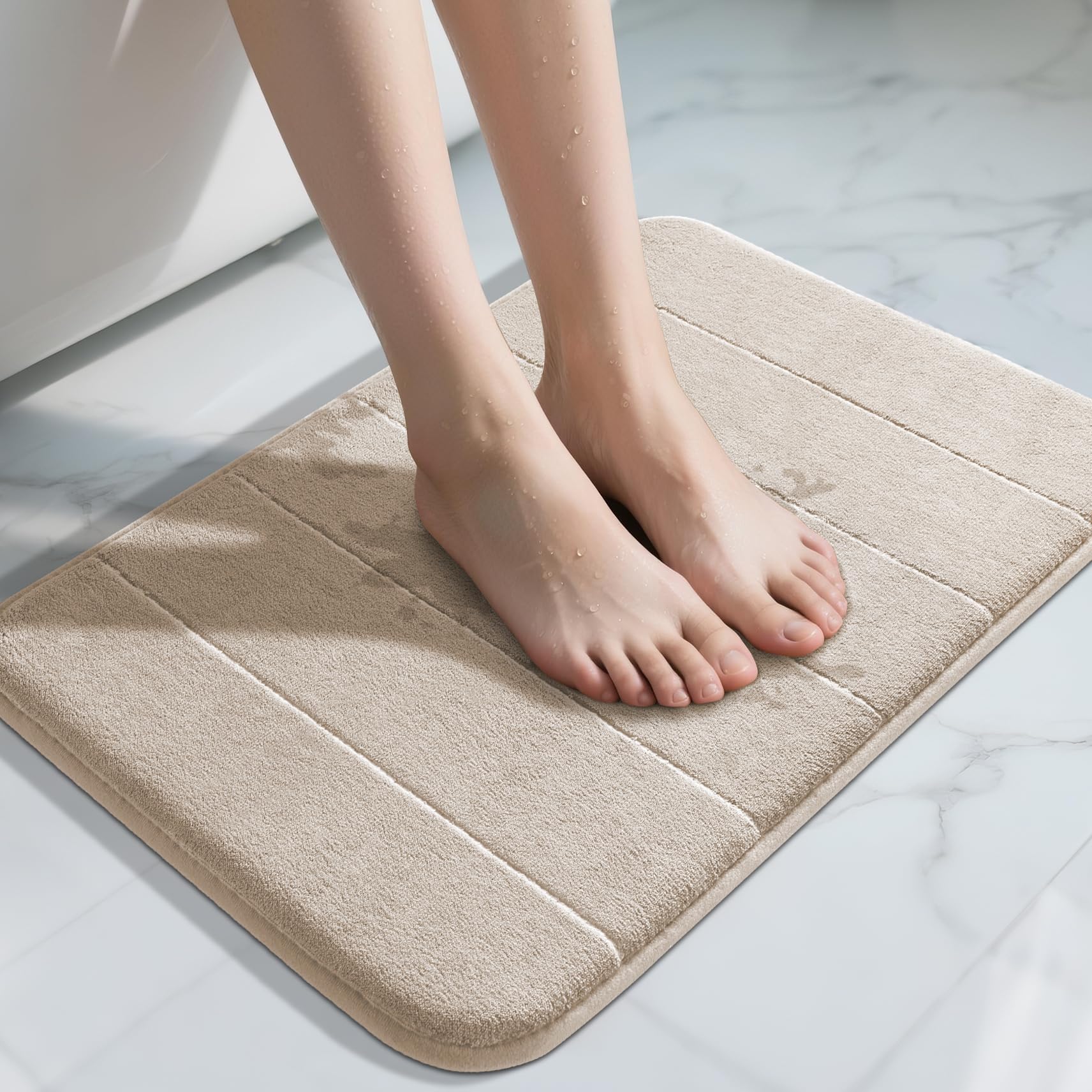Yimobra Memory Foam Toilet Bath Mat U-Shaped, Soft and Comfortable, Super Water Absorption, Non-Slip, Thick, Machine Wash and Easier to Dry for Bathroom Commode Contour Rug, 24 X 20 Inches, Black