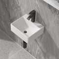 Floating Vessel Sink For Bathroom - Fulorni 20"x17" Bathroom Vessel Sink Rectangular Wall Mounted White Ceramic Porcelain Vanity Sink Bowl Basin