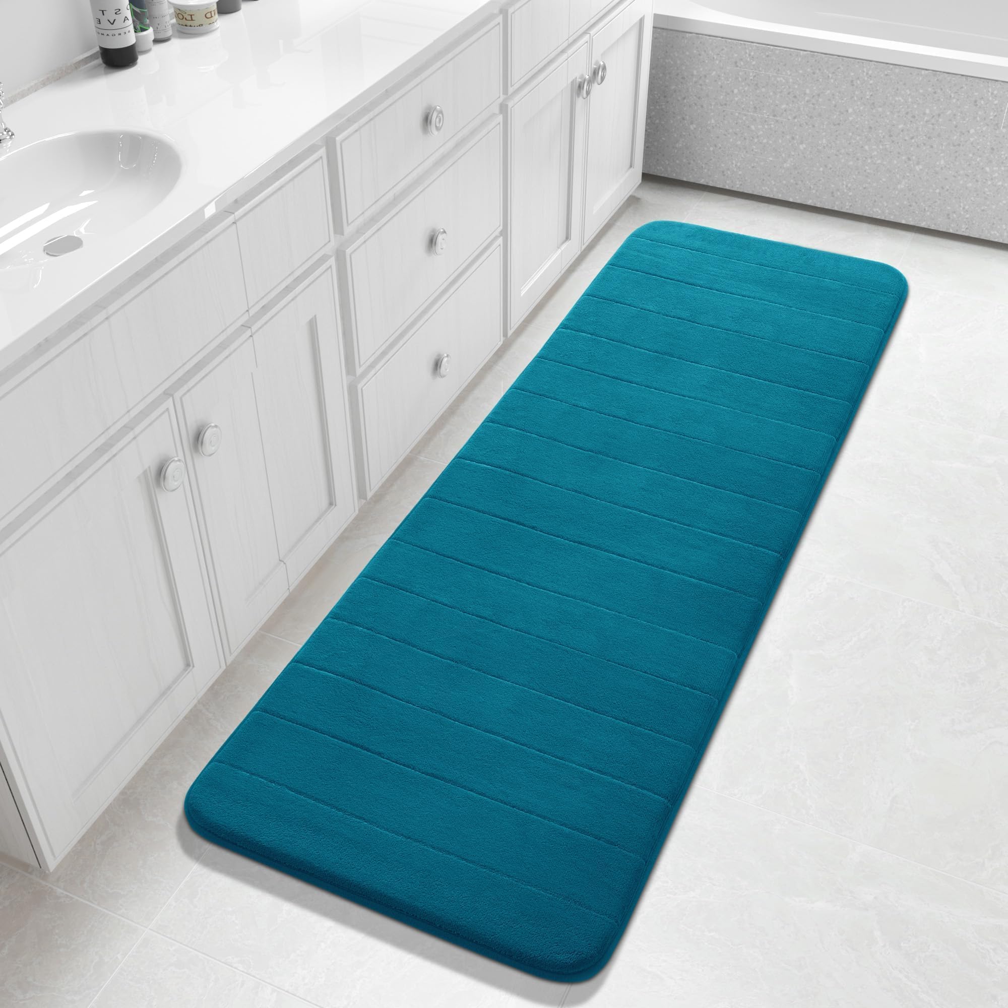 Yimobra Memory Foam Toilet Bath Mat U-Shaped, Commode Contour Rug, Soft and Comfortable, Super Water Absorption, Non-Slip, Thick, Machine Wash and Easier to Dry for Bathroom, 24 X 20 Inches, Grey
