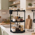 3-Tier Kitchen Counter Organizer & Corner Shelf with Hooks, Storage Box – Bathroom Countertop Shelf, Multi-Space 3-Tier Organizer for Kitchen, Bathroom