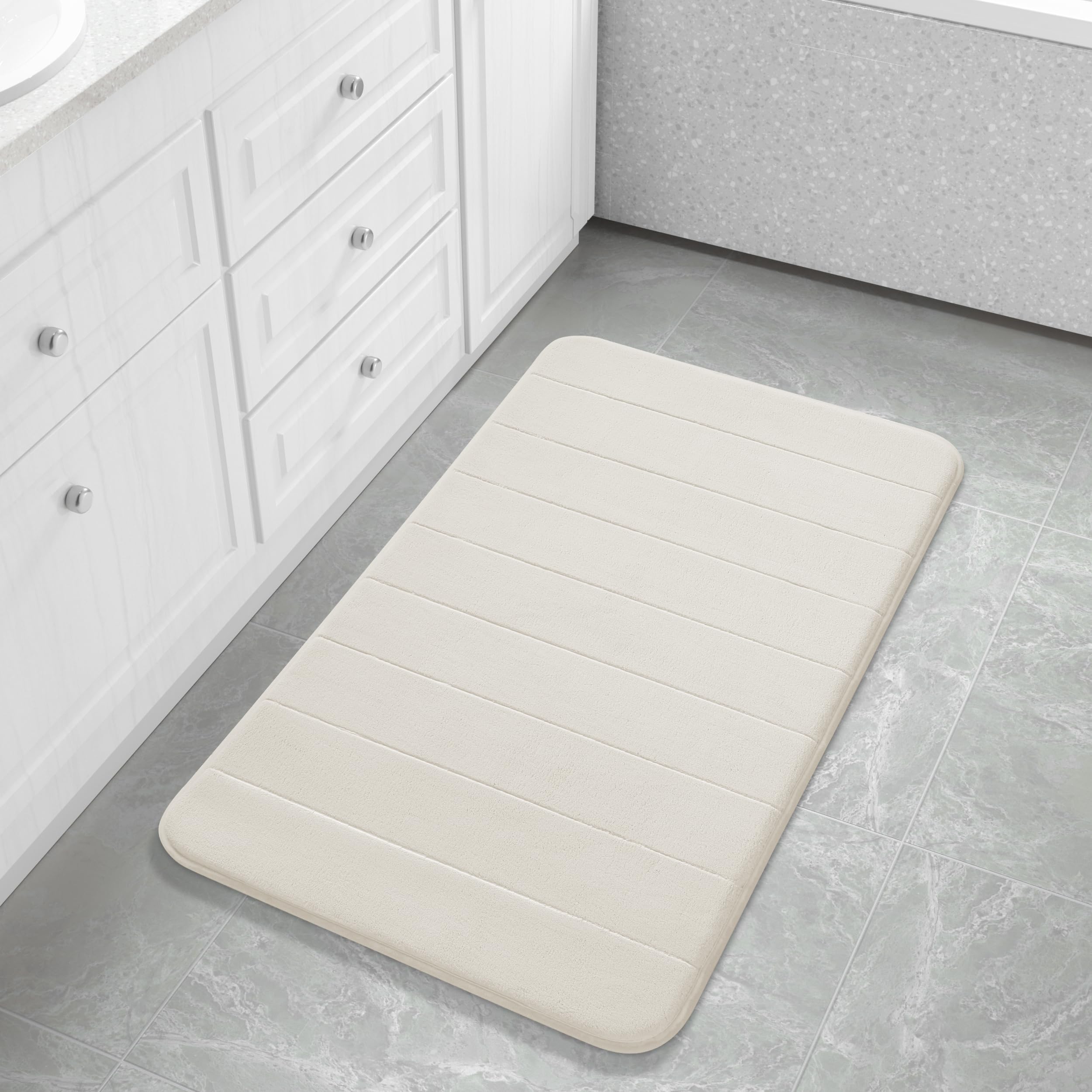 Yimobra Memory Foam Toilet Bath Mat U-Shaped, Commode Contour Rug, Soft and Comfortable, Super Water Absorption, Non-Slip, Thick, Machine Wash and Easier to Dry for Bathroom, 24 X 20 Inches, Grey