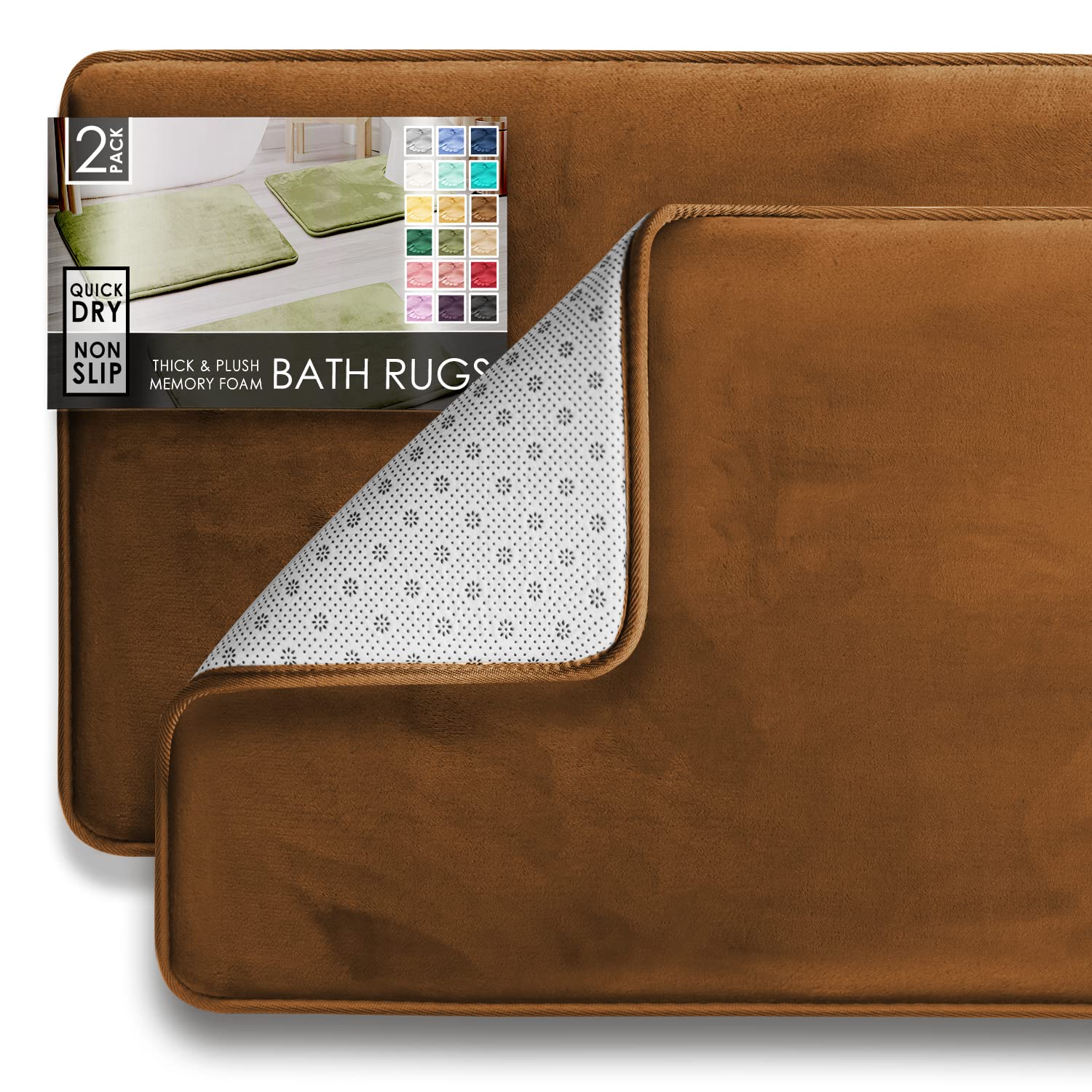 Clara Clark Bathroom Rugs, Velvet Memory Foam Bath Mat, Non-Slip Bath Rugs, Machine Wash, Dries Quickly, Ultra Soft Plush Bath Mats for Bathroom,