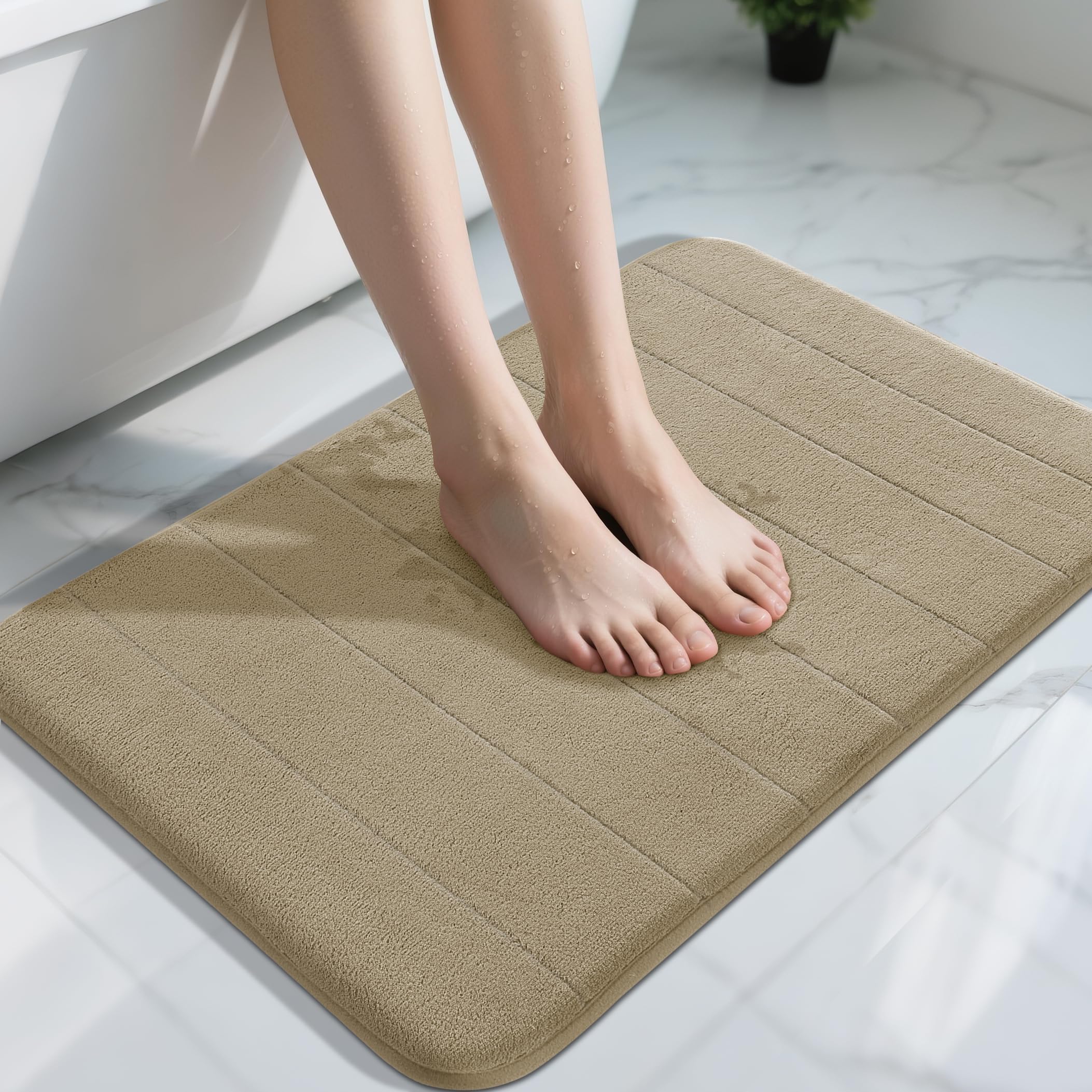 Yimobra Memory Foam Toilet Bath Mat U-Shaped, Soft and Comfortable, Super Water Absorption, Non-Slip, Thick, Machine Wash and Easier to Dry for Bathroom Commode Contour Rug, 24 X 20 Inches, Black