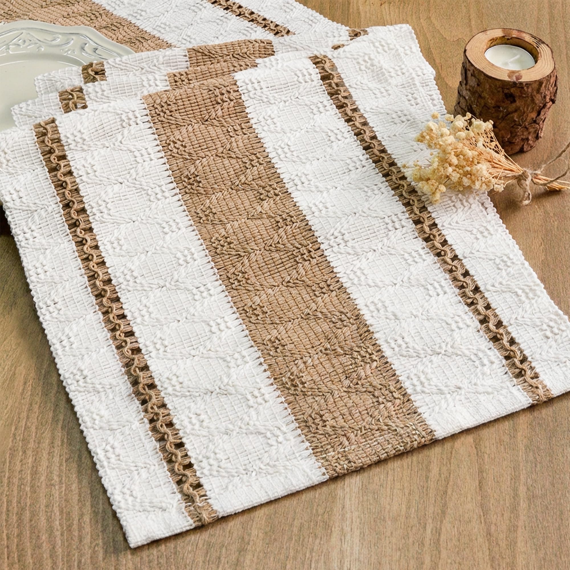 FEXIA Boho Table Runner with Tassels for Summer Home Decor Farmhouse Rustic Burlap Table Decoration for Living Room Dining Room Graduation Decor (12x72 Inches)