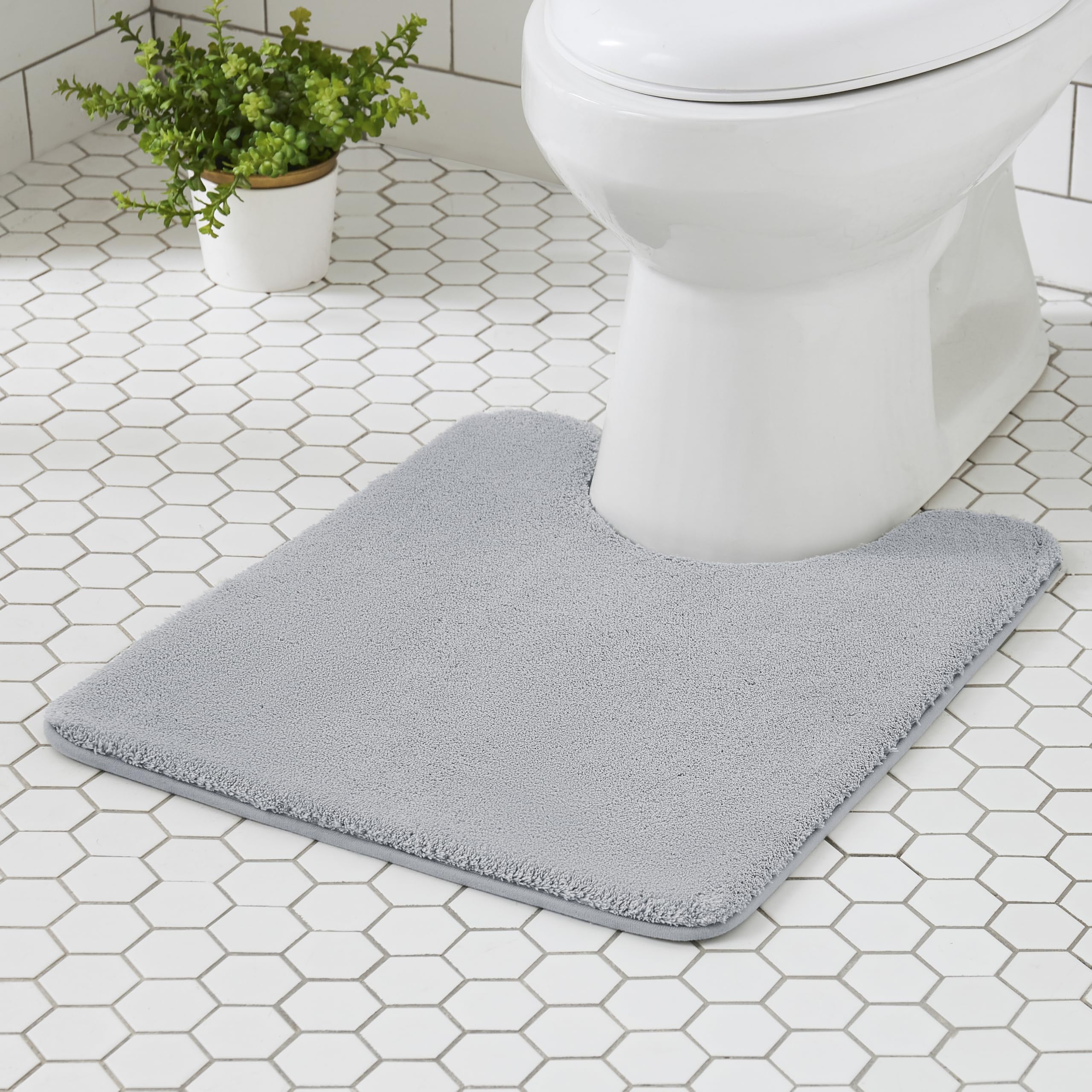MINIDEAR Bathroom Rugs 24x17 Light Gray - Thick Memory Foam Bath Mat, Ultra Soft & Plush Fluffy, Non-Slip, Quick Dry, Absorbent Washable Floor Microfiber Mat for Tub, Home Decor Accessories