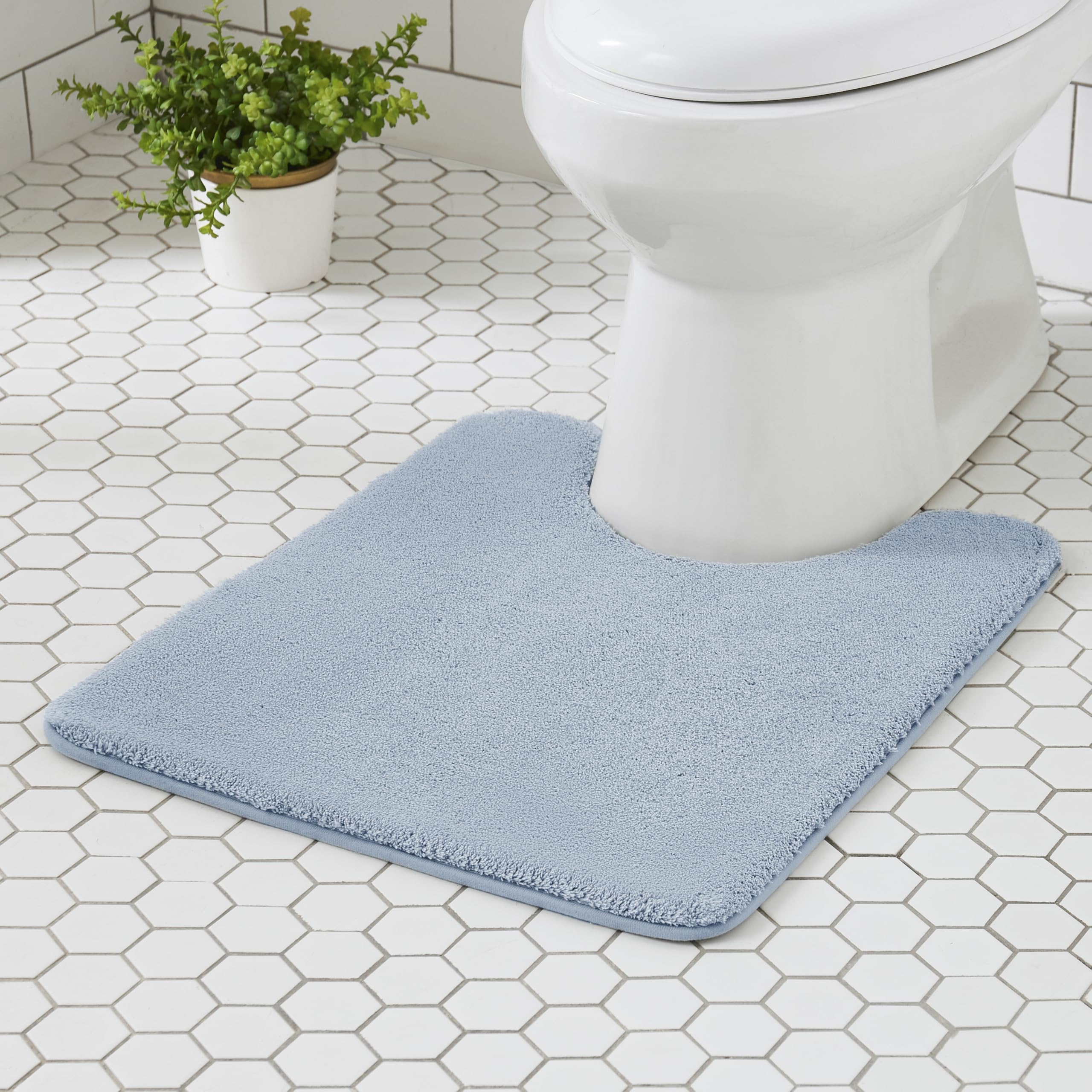 MINIDEAR Bathroom Rugs 24x17 Light Gray - Thick Memory Foam Bath Mat, Ultra Soft & Plush Fluffy, Non-Slip, Quick Dry, Absorbent Washable Floor Microfiber Mat for Tub, Home Decor Accessories